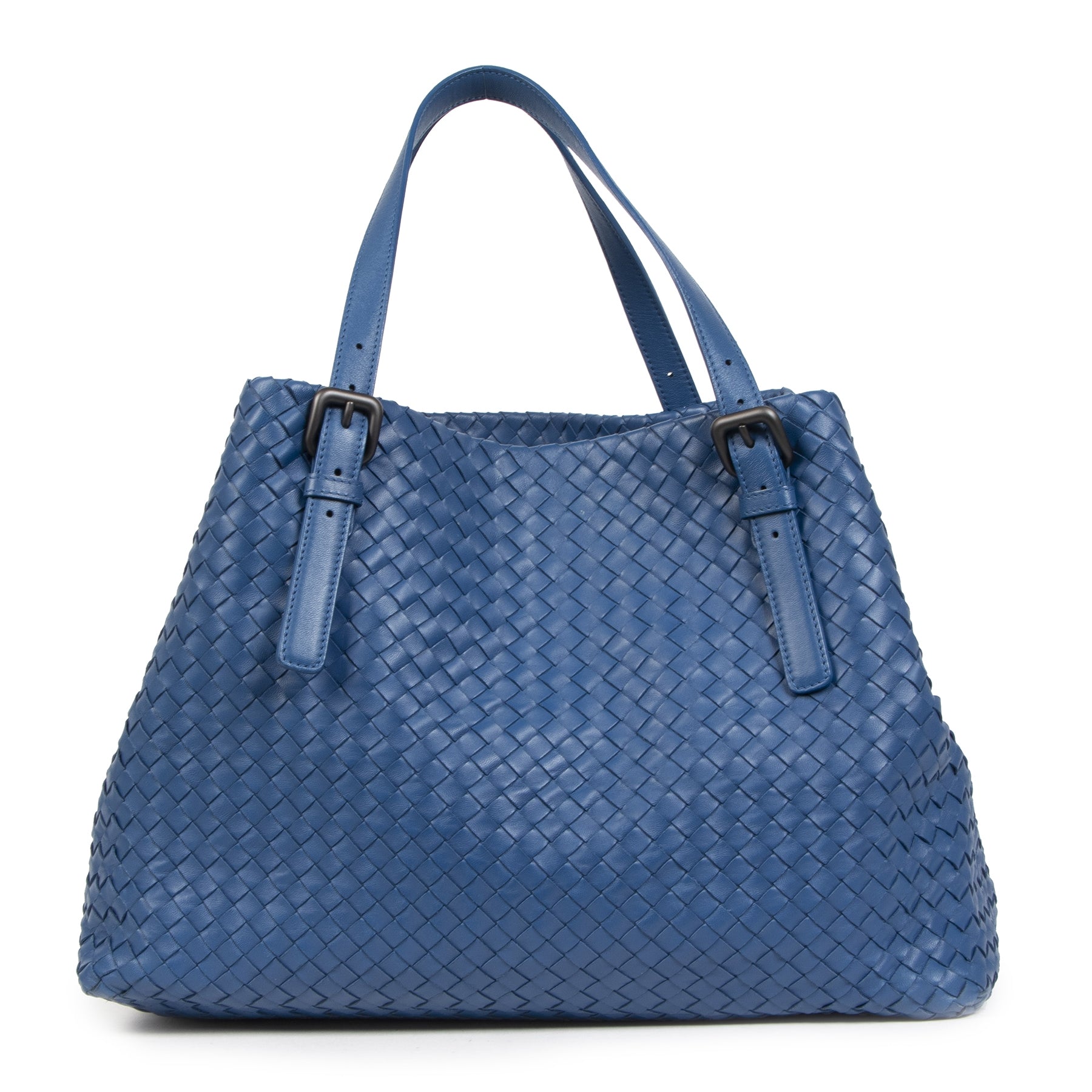 Bottega Veneta Dark Blue A-Shape Woven Tote Bag – Labellov