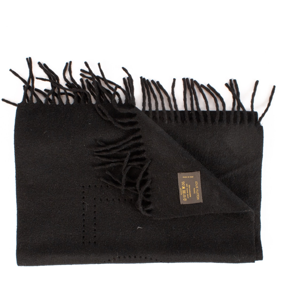 Louis Vuitton ブラック マフラー 100%カシミヤ Louis Vuitton Black Cashmere Scarf – Labellov