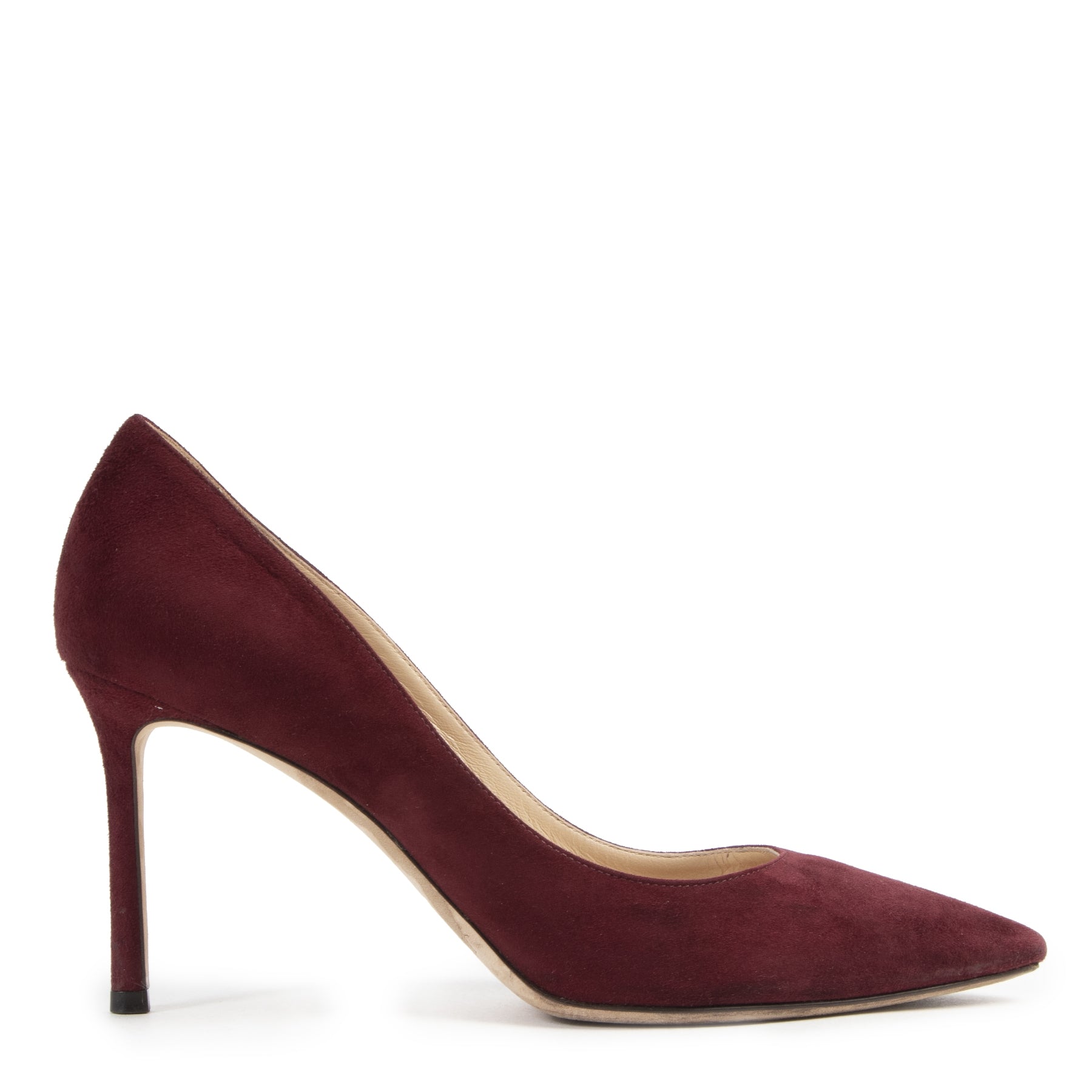 Jimmy Choo Bordeaux Suede Pumps - Size 38,5 – Labellov