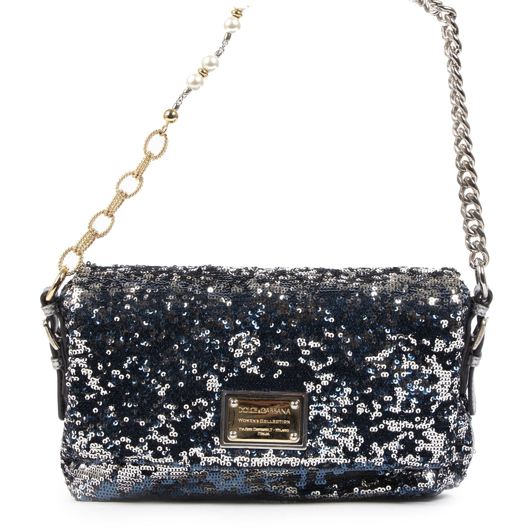 Dolce & Gabbana Blue/Silver Sequin Miss Charles Shoulder Bag 