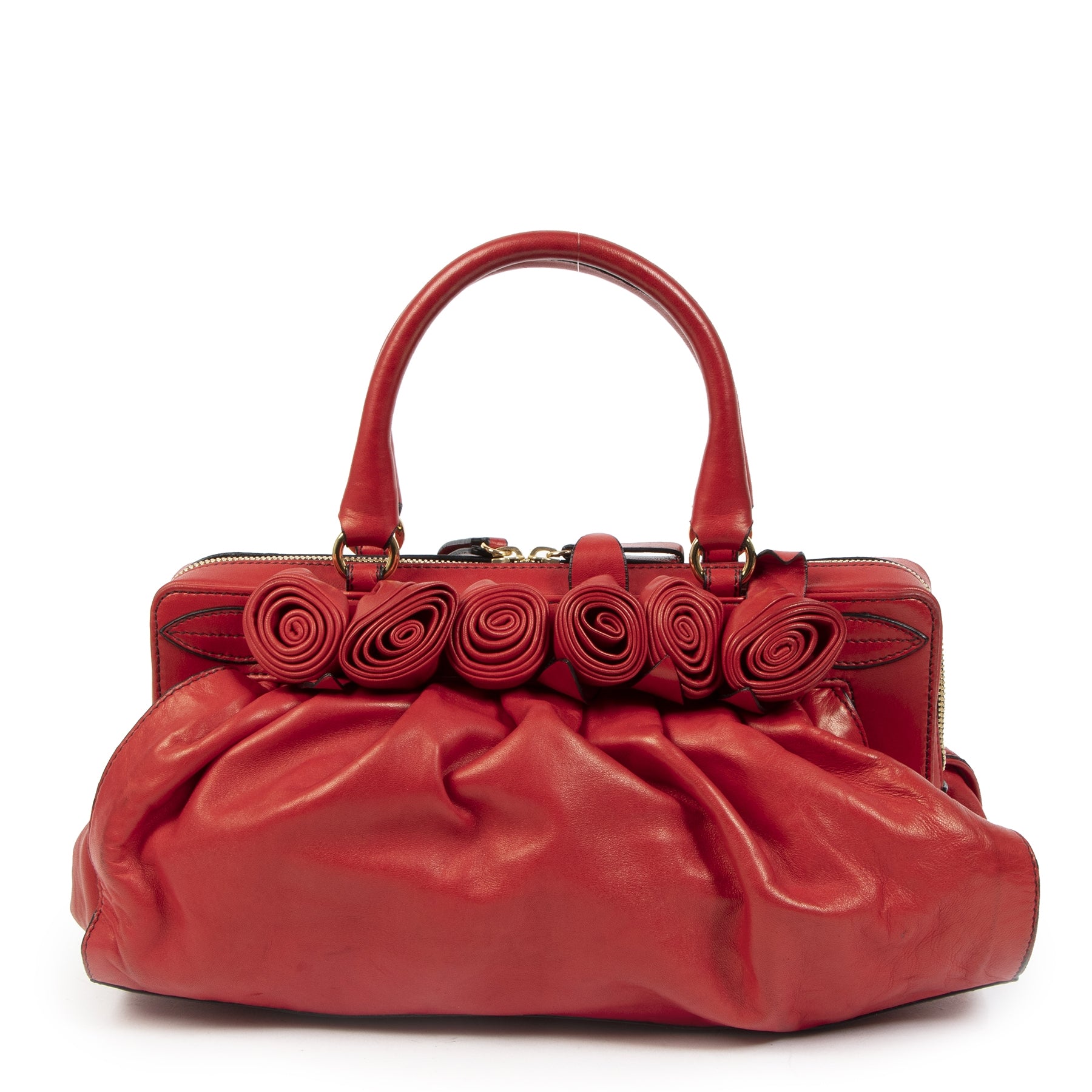 Valentino Garavani Red Petale Rose Top Handle Bag – Labellov