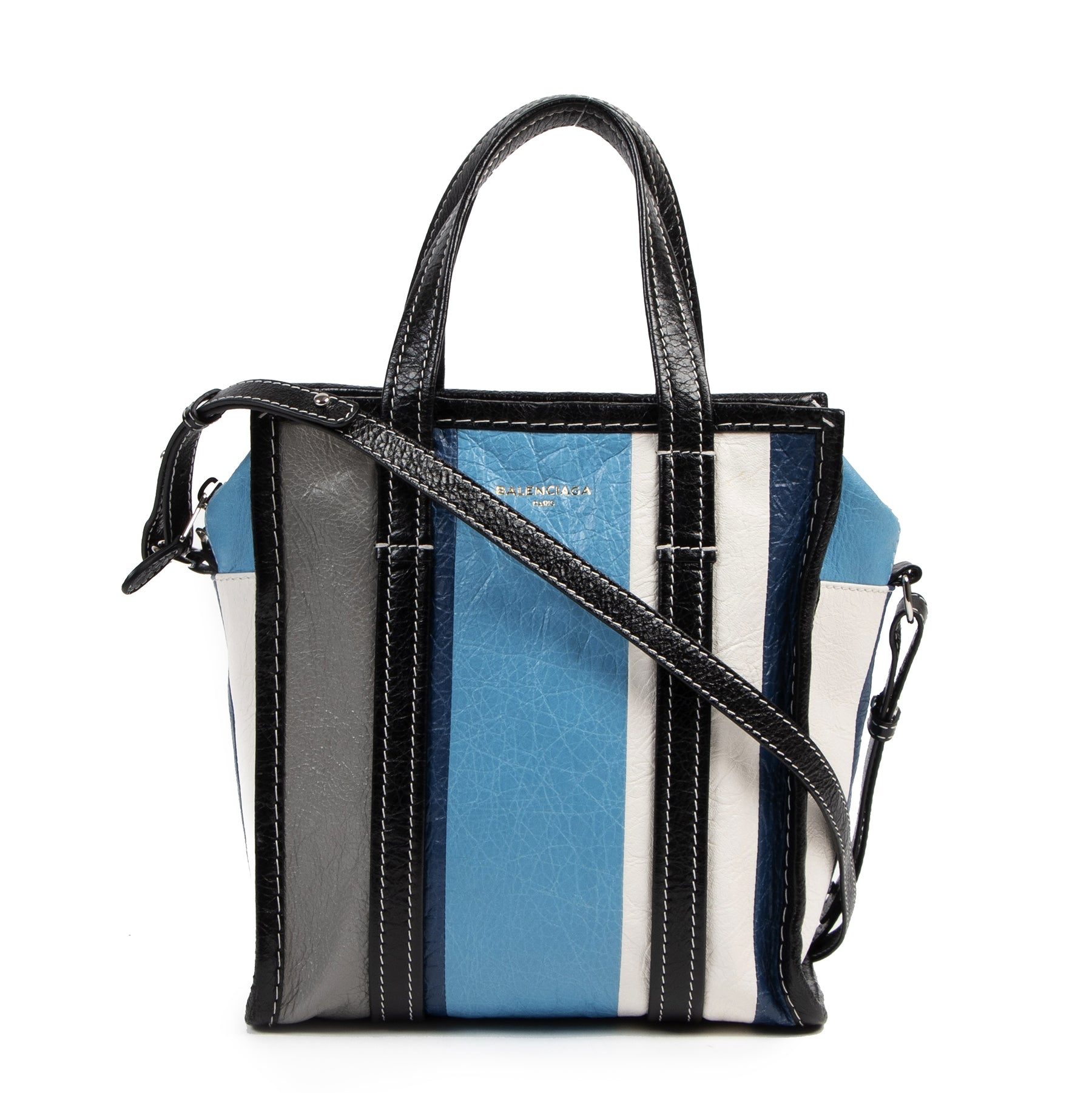 Balenciaga Blue Stripe Bazar Shopper Mini Tote Bag – Labellov