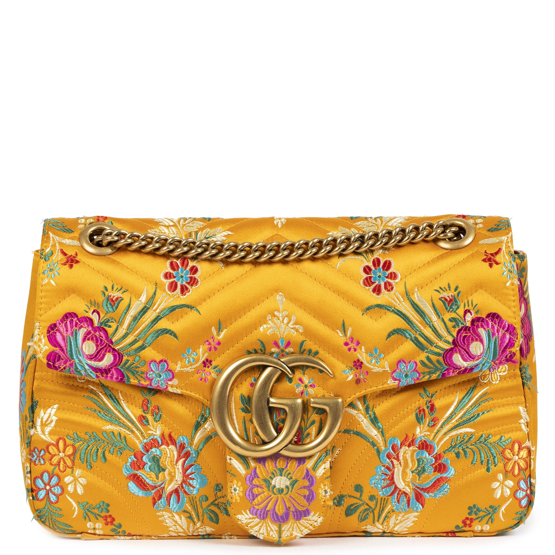 Gucci GG Marmont Medium Quilted Floral-jacquard Shoulder Bag