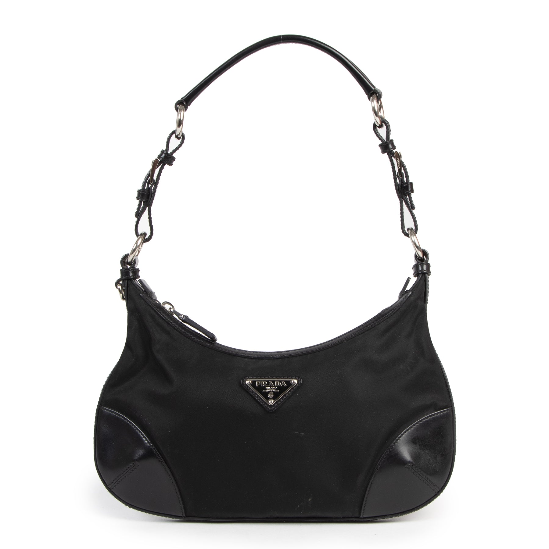 Prada Tessuto Black Nylon/Leather Shoulder Bag – Labellov