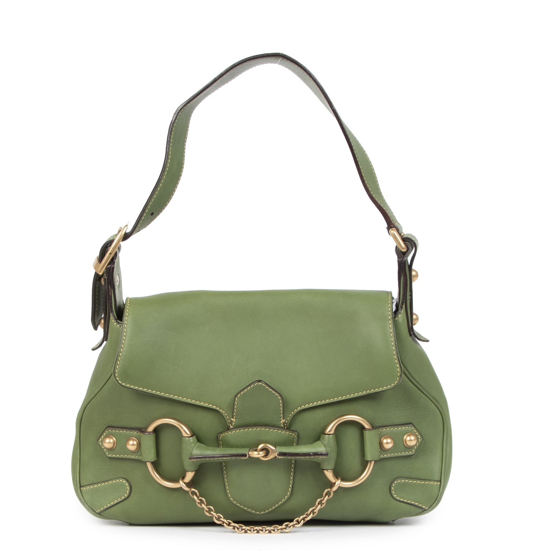 希少 Gucci Vintage Horsebit Shoulder Bag Gucci Green Horsebit Shoulder Bag – Labellov