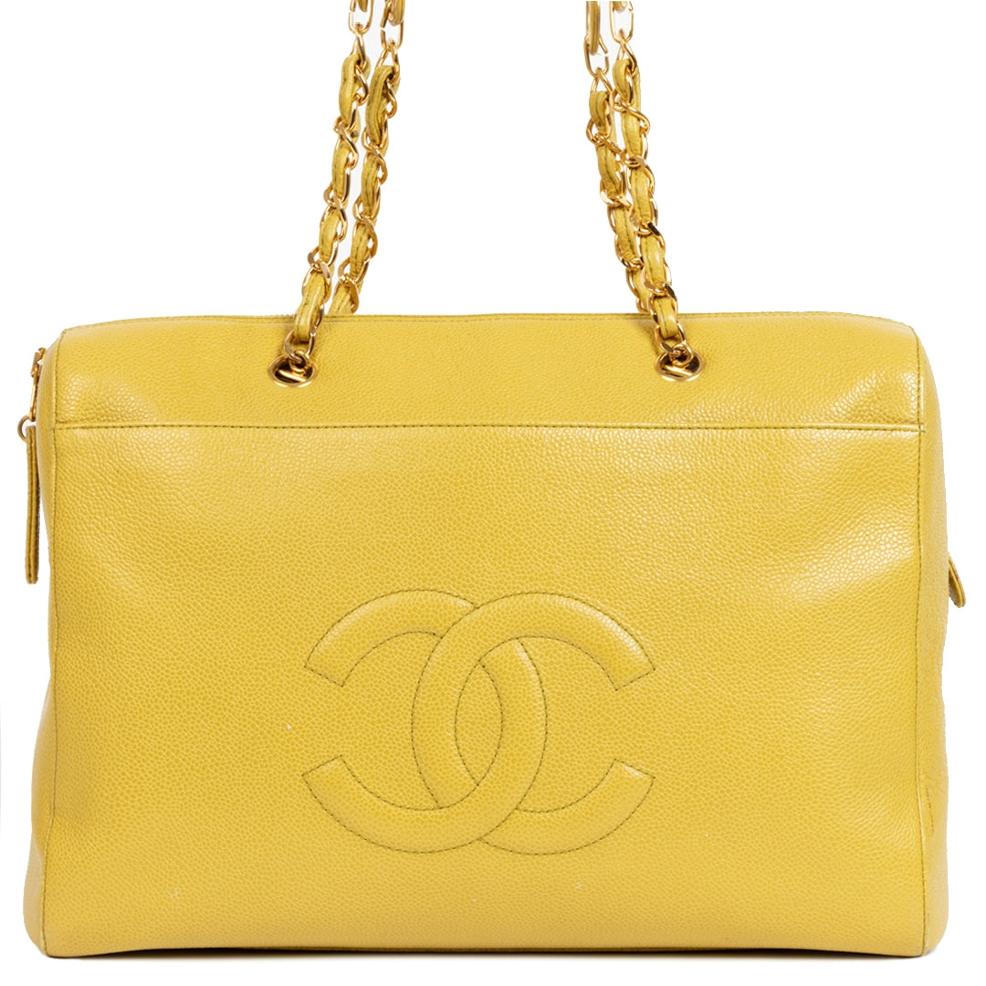 Chanel Mustard Yellow Leather Chain Shoulder Bag – Labellov