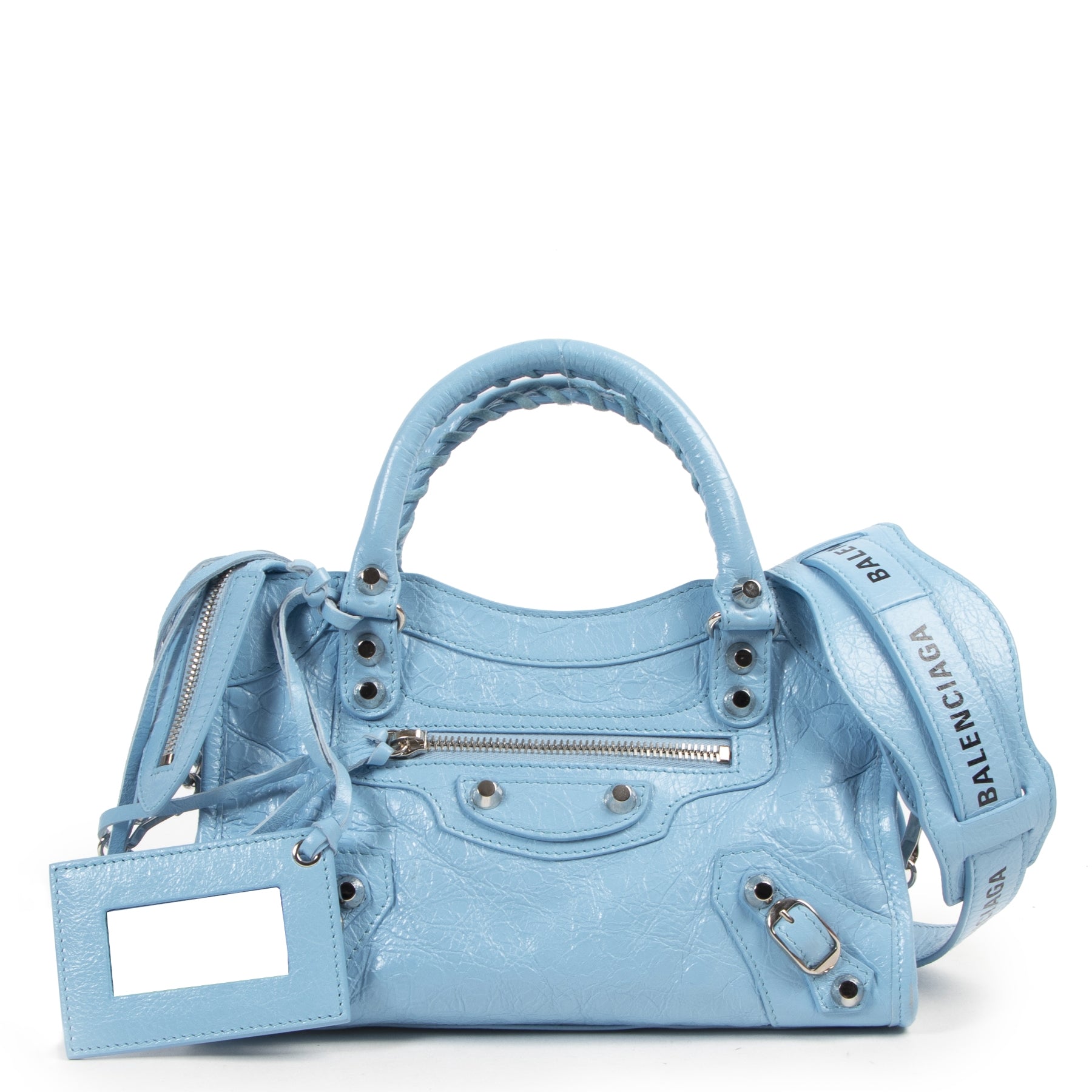 【限定お買得稀少アイテム】BALENCIAGAミニシティバッグチャームブルー BALENCIAGA】バレンシアガ クラシック ミニシティ 2WAYショルダー