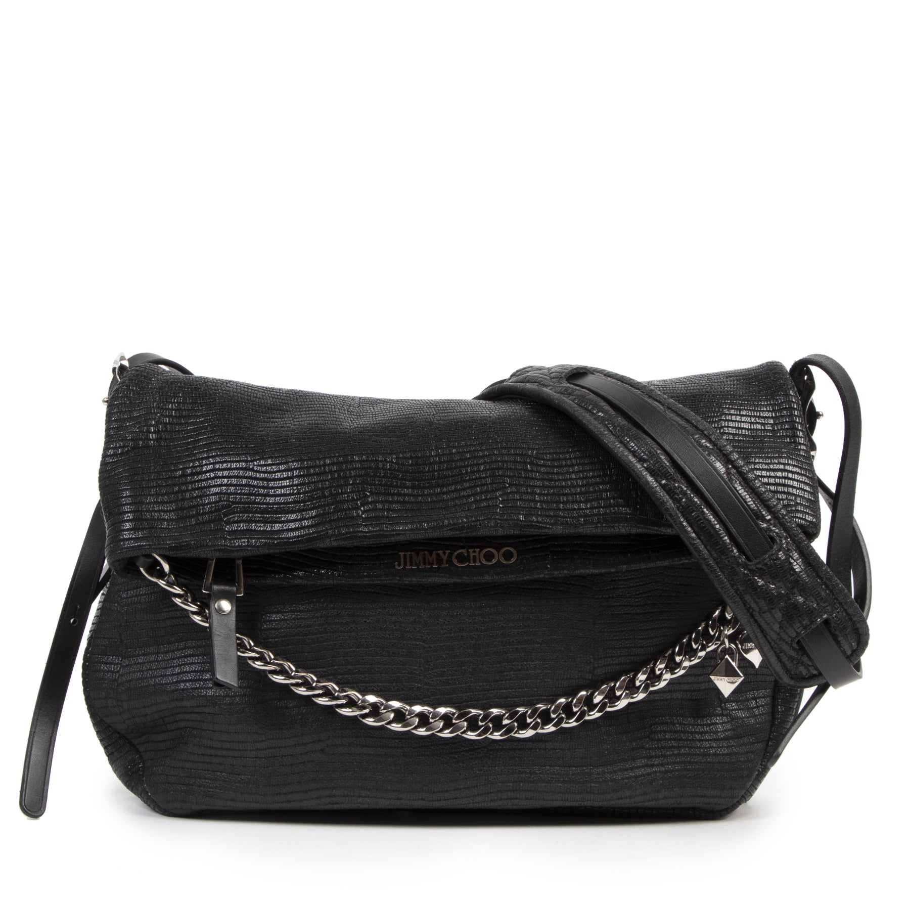 JIMMY CHOO ブラックレザーショルダーバッグ Jimmy Choo Black Leather Biker Shoulder Bag – Labellov