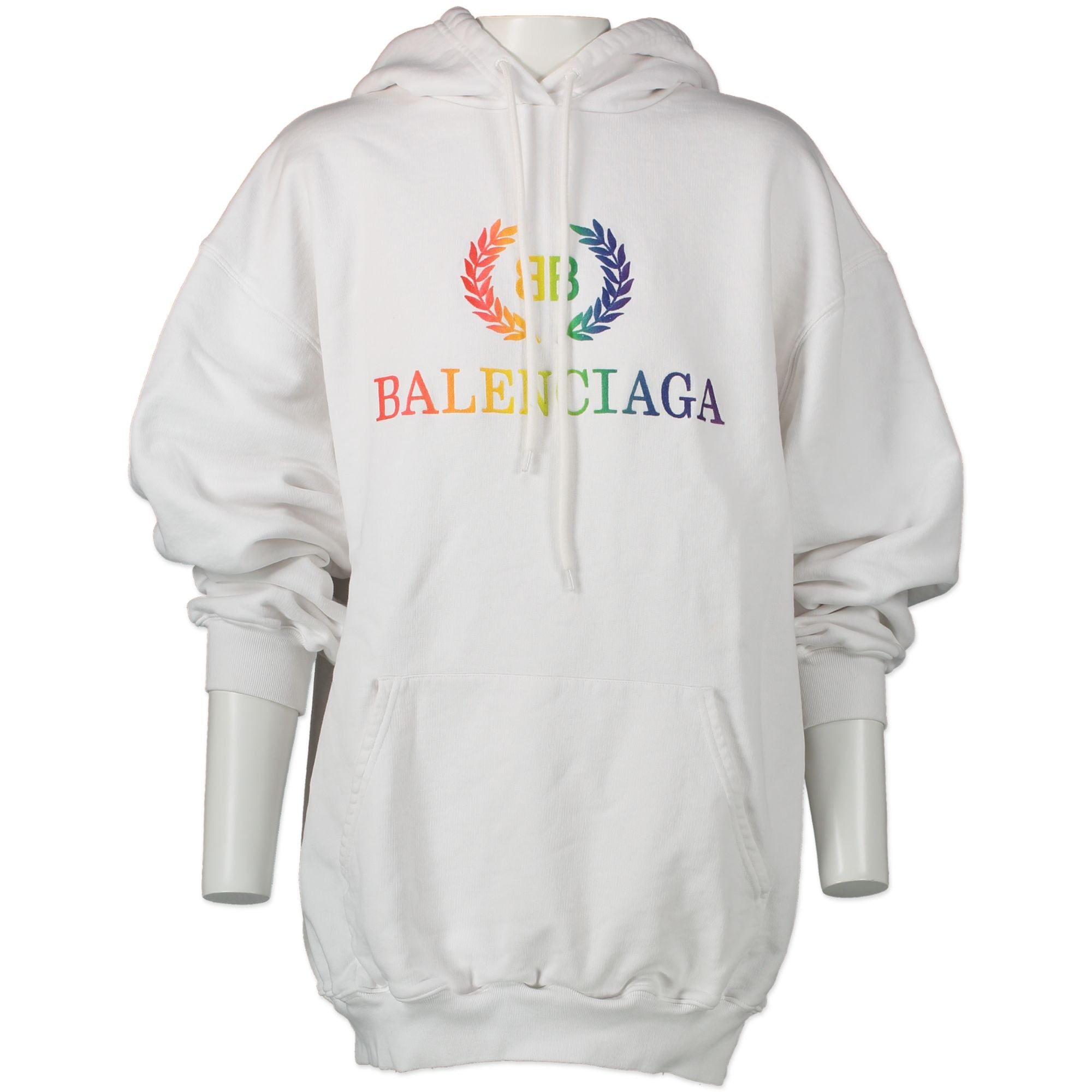 Balenciaga Rainbow Logo Embroidered Hoodie - Size XS – Labellov