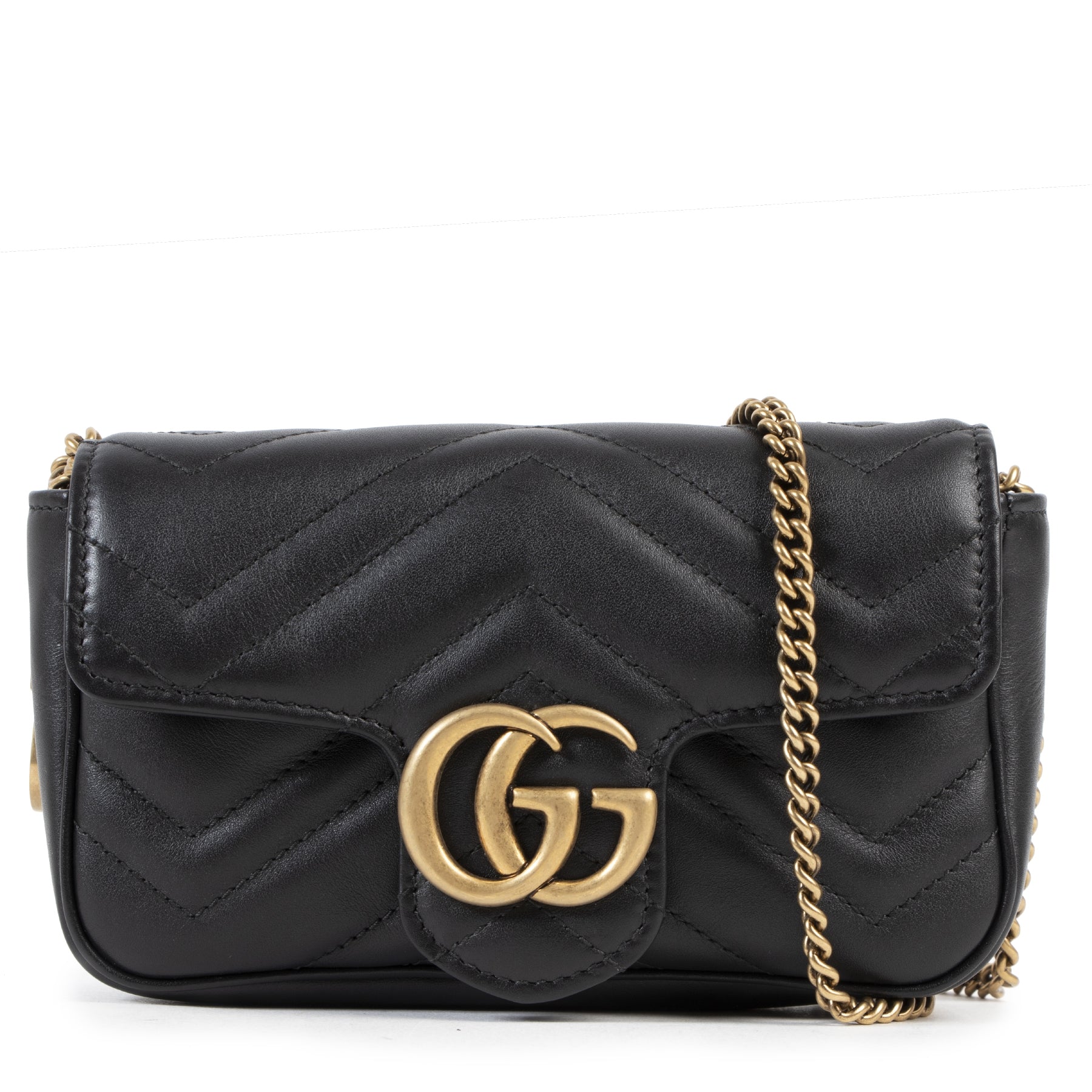 Gucci Black GG Marmont Matelassé Leather Super Mini Bag – Labellov