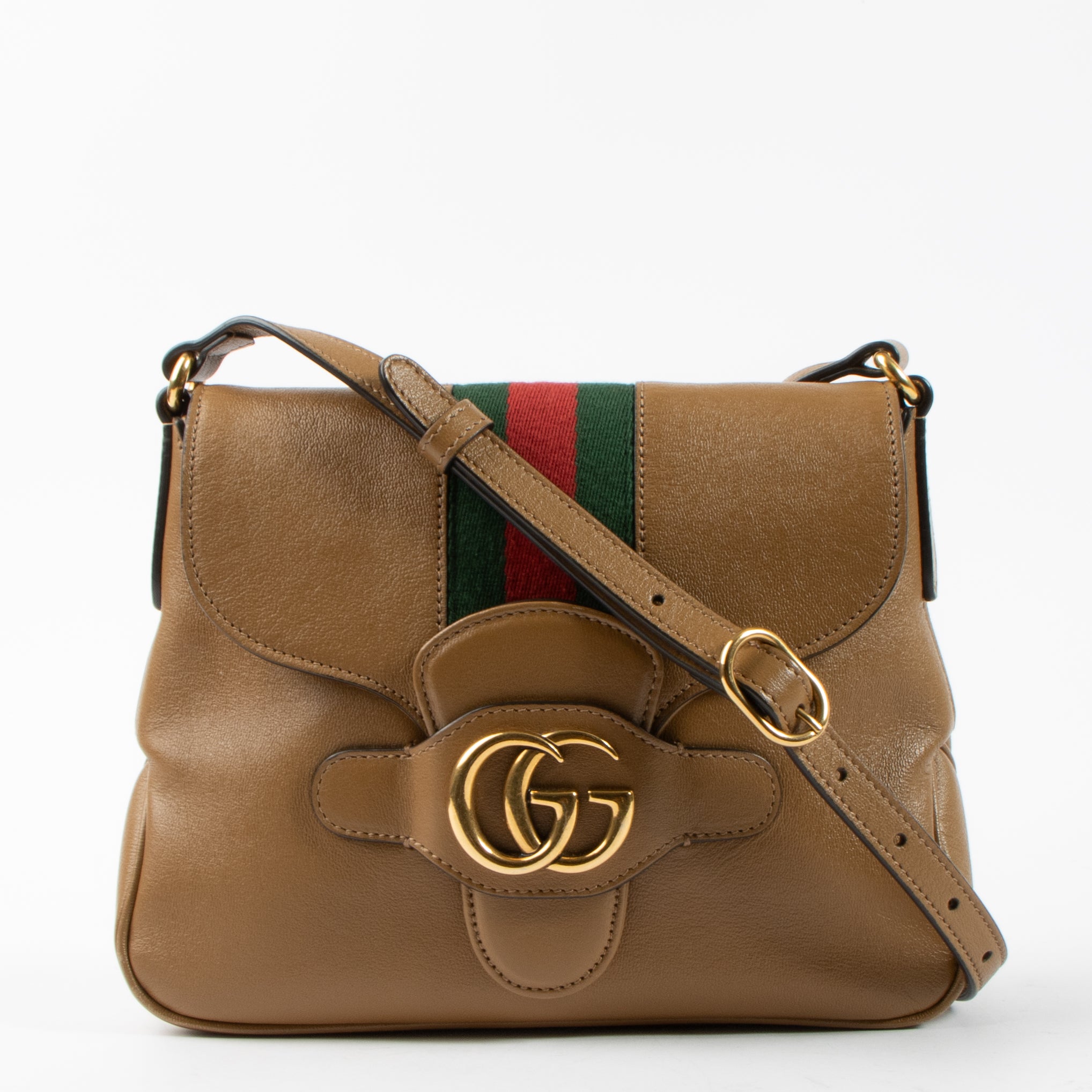 Gucci Camel Leather Web Dahlia Crossbody Bag – Labellov