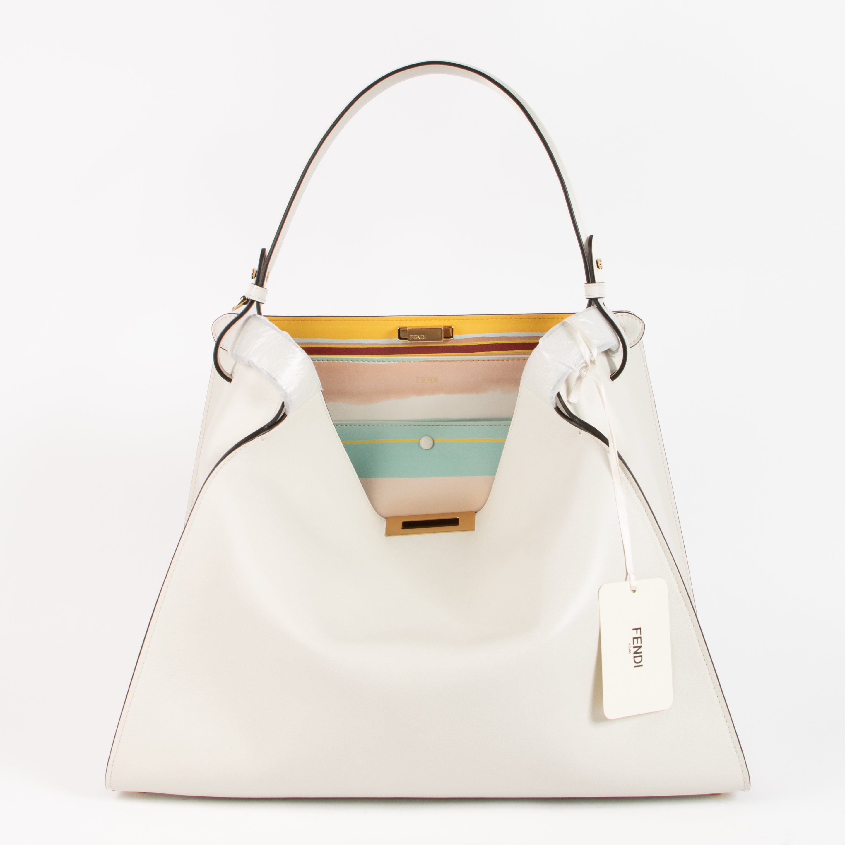 FENDI ボディバッグ ホワイト Fendi Ice White Calfskin Way Large Bag – Labellov