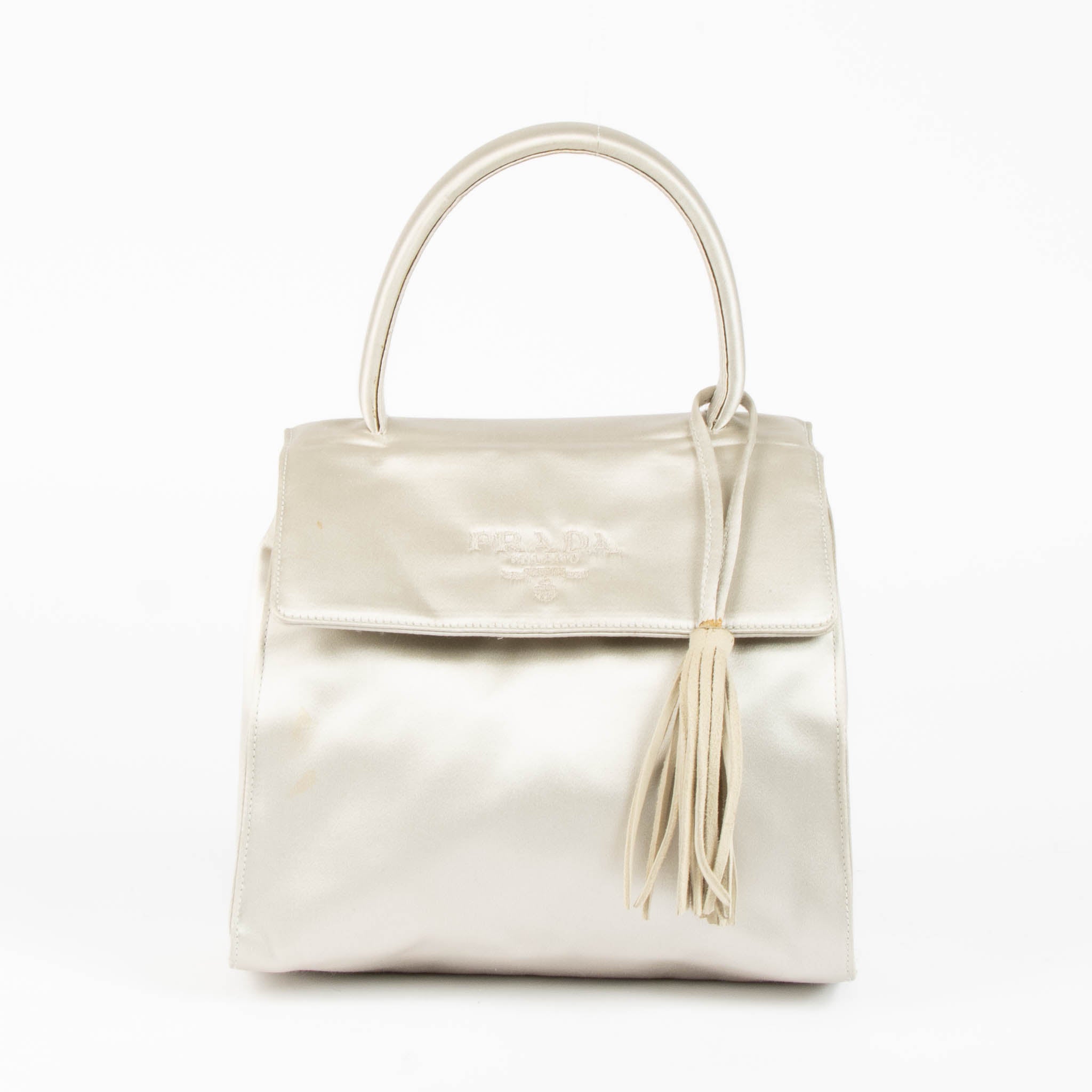 Prada Silver Satin Top Handle Bag – Labellov
