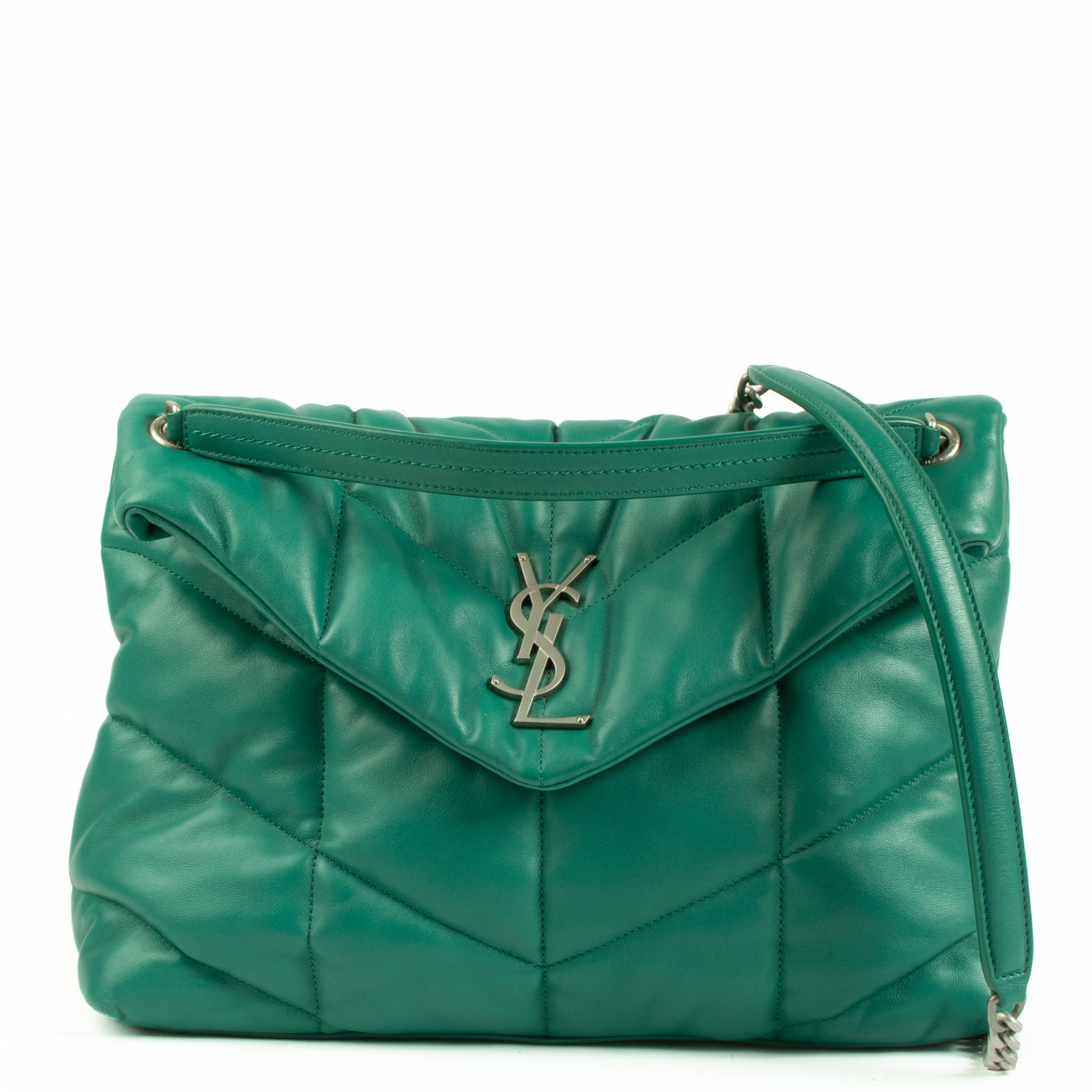 Saint Laurent Field Green Lambskin Medium Puffer Bag – Labellov