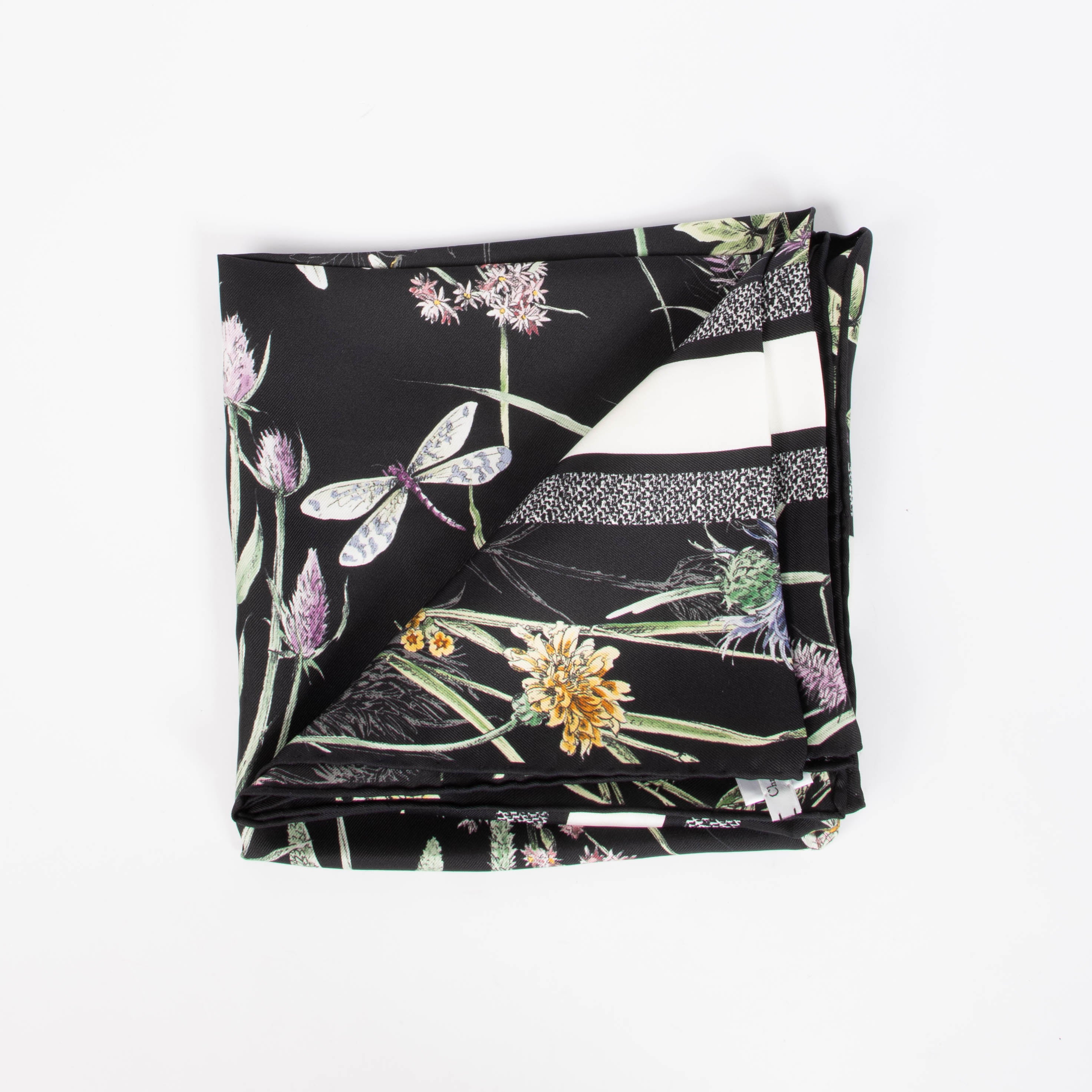 Christian Dior Black Silk Floral Square Scarf – Labellov
