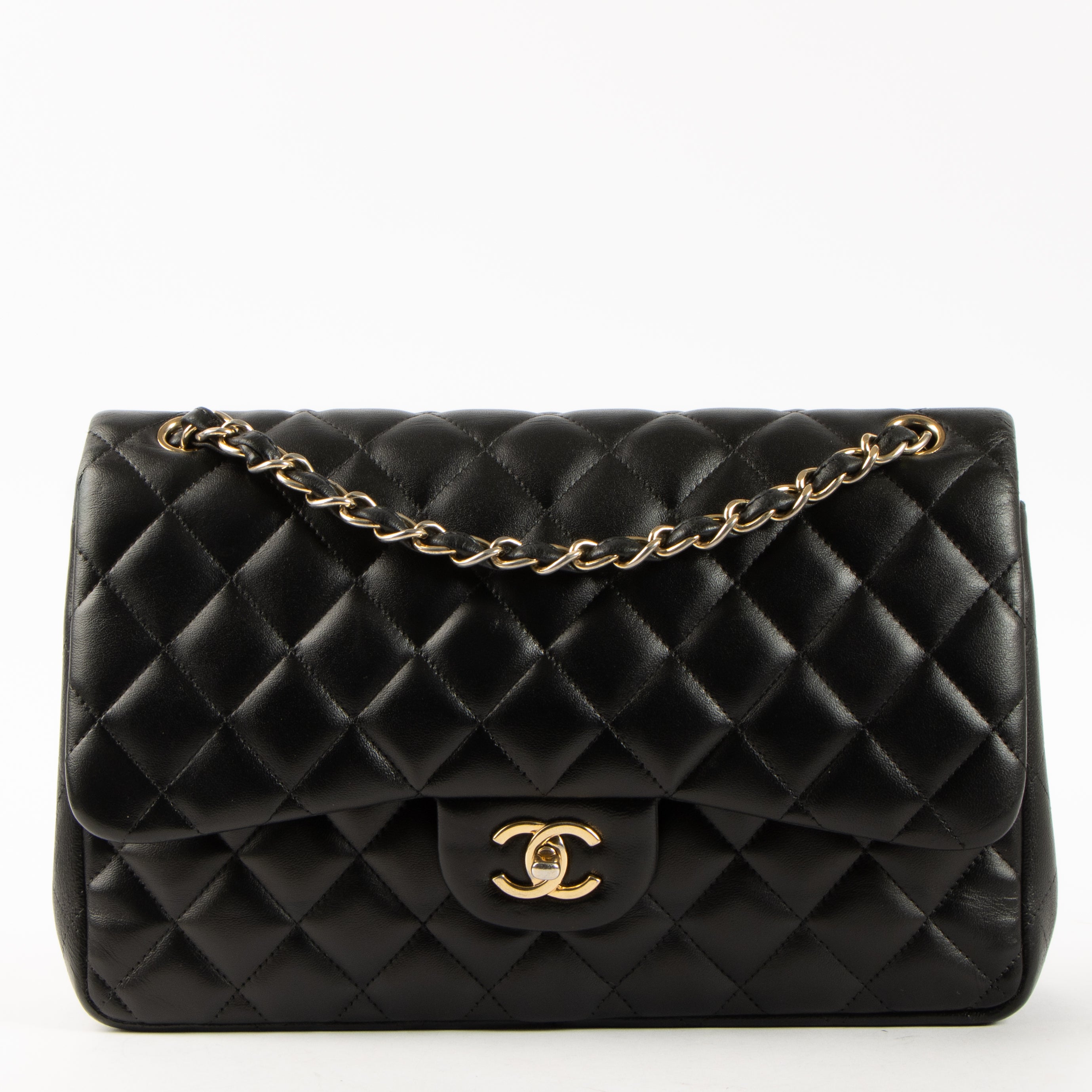 Chanel Black Lambskin Large/Jumbo Classic Bag – Labellov