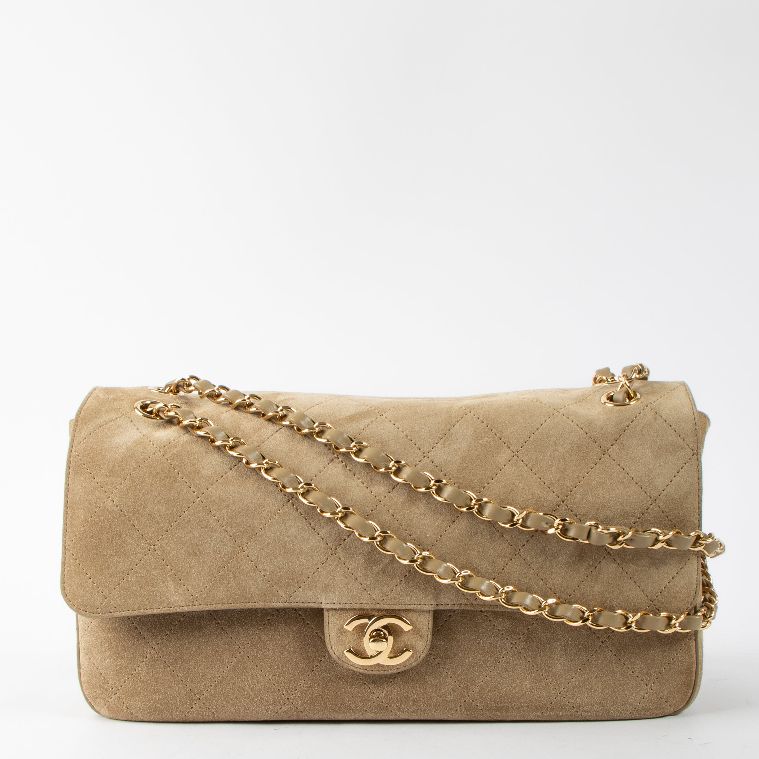 Chanel 26S Beige Suede Maxi Flap Bag – Labellov