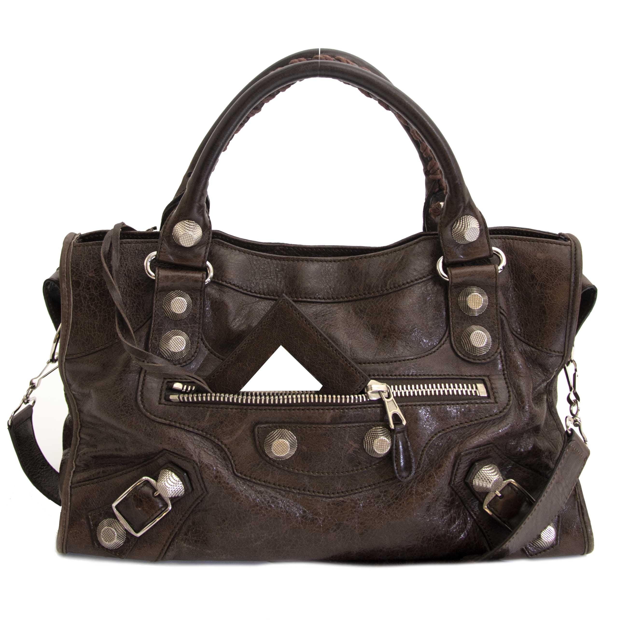 Balenciaga Brown Lambskin Leather Giant 21 Motorcycle City Bag