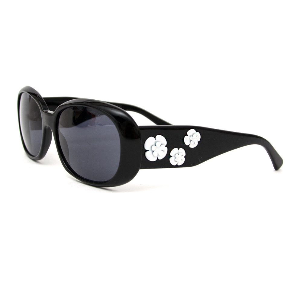 小物 CHANEL archive flower sunglasses eyewear Chanel Black Sunglasses White Flowers – Labellov