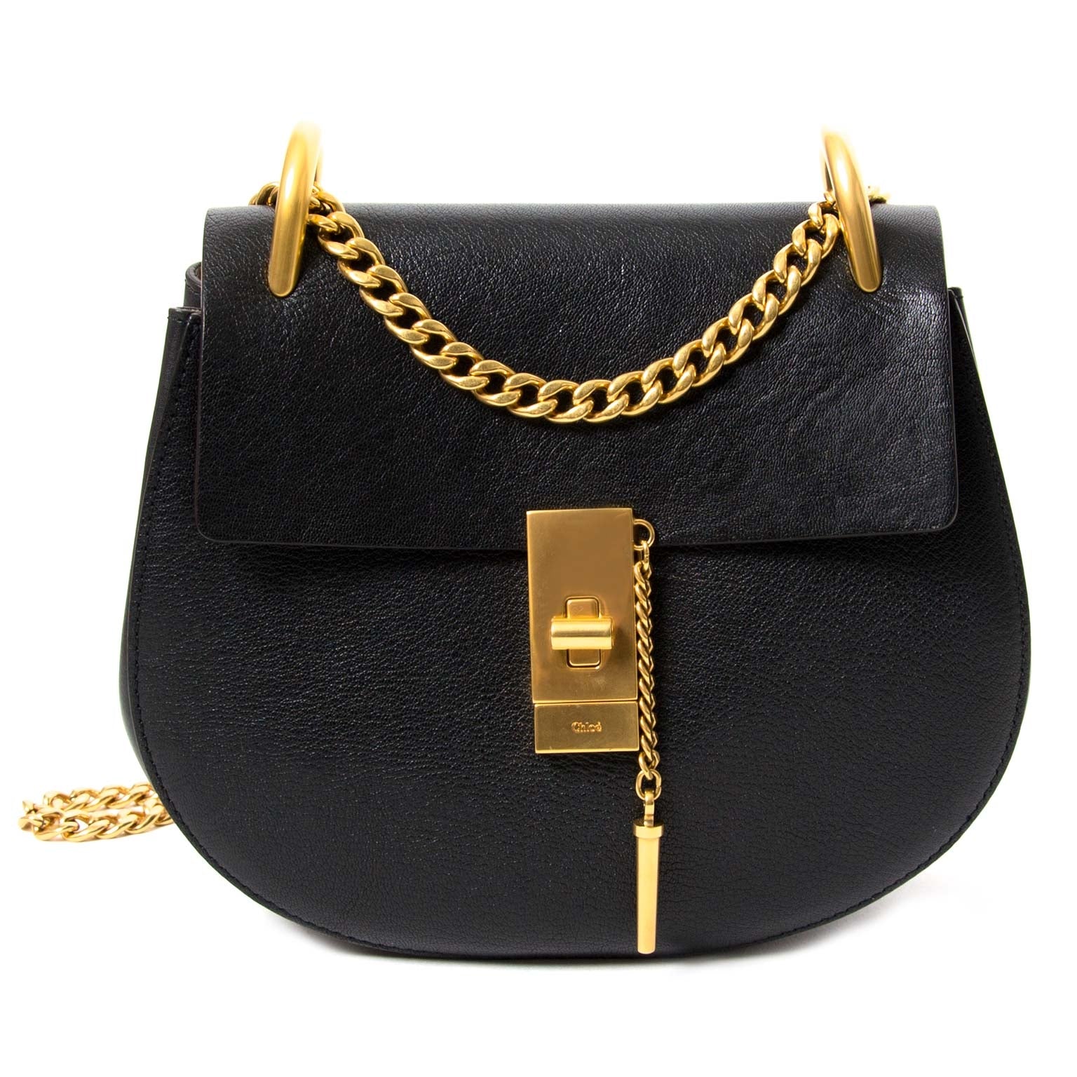 Chloe Black Drew Textured-Leather Shoulder Bag – Labellov