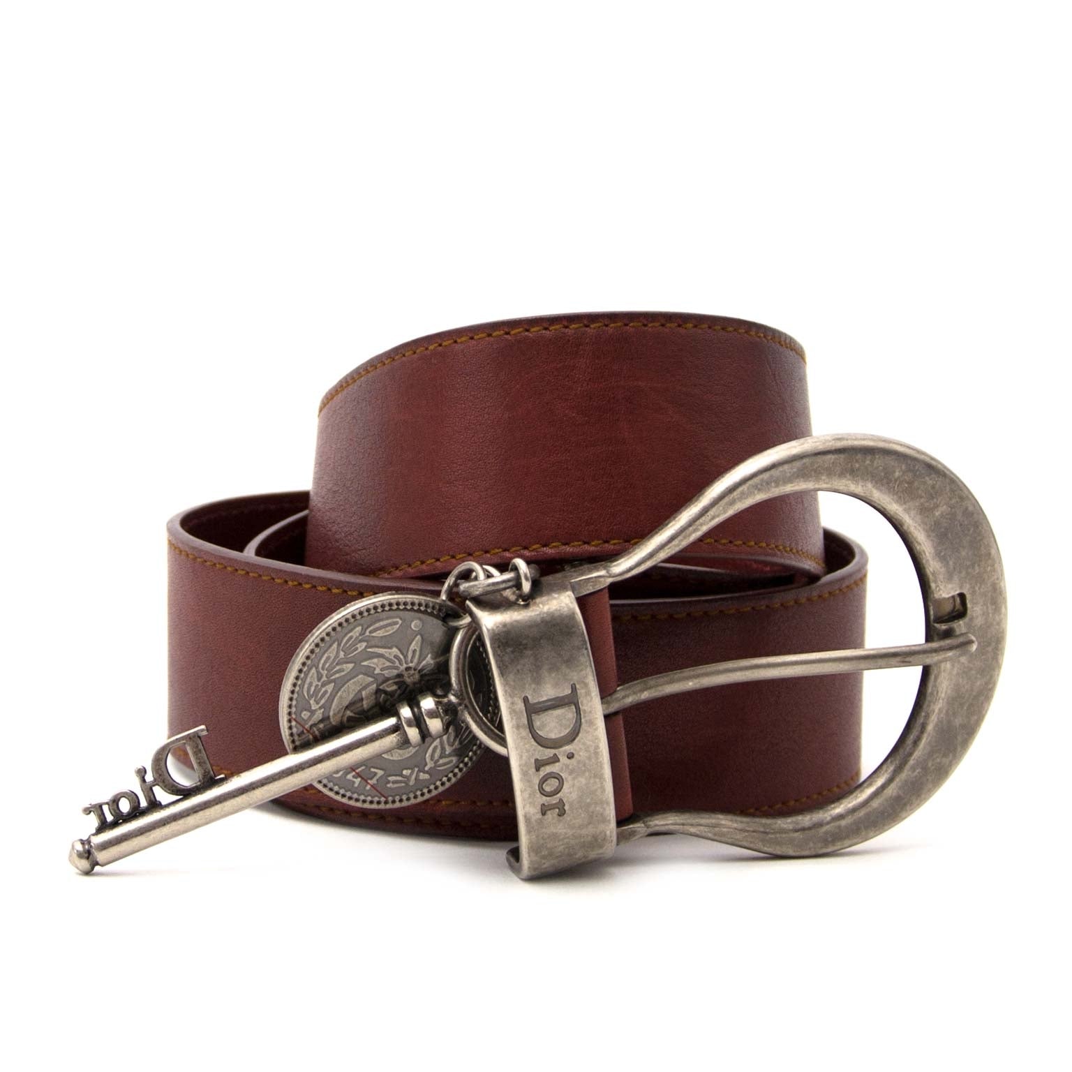 Dior Bordeaux Leather Metal Buckle Belt - Size 85 – Labellov