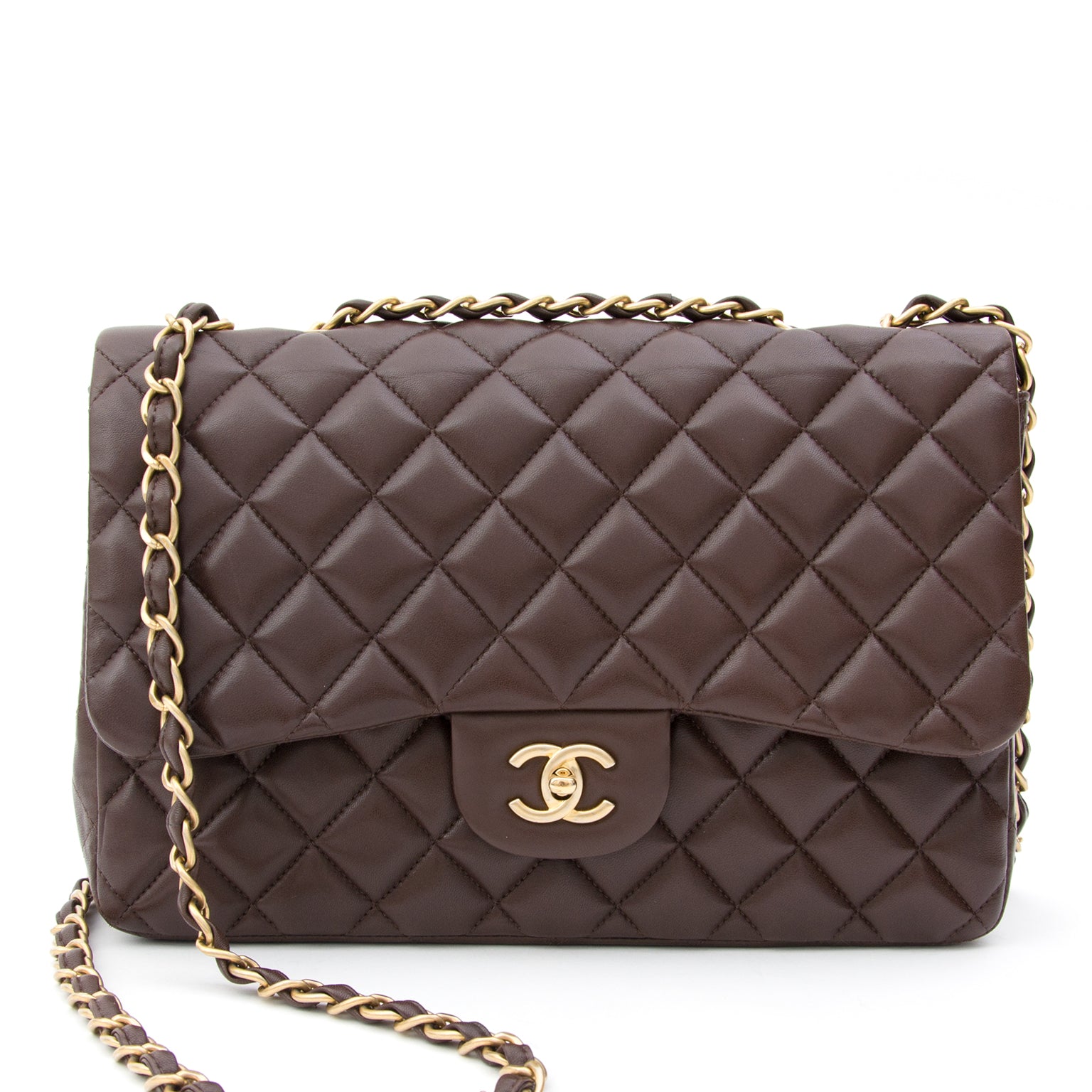 Chanel Chocolate Brown Jumbo Classic Flap Lambskin – Labellov