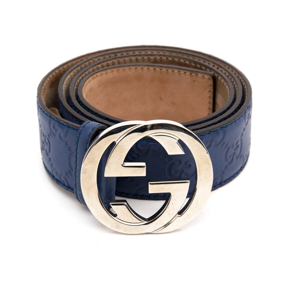 Gucci Blue Monogram Belt – Labellov