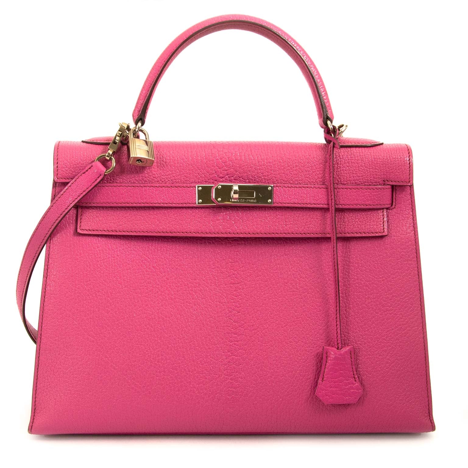 Hermès Kelly 32 Chèvre de Coromandel Sellier Fuchsia PHW – Labellov