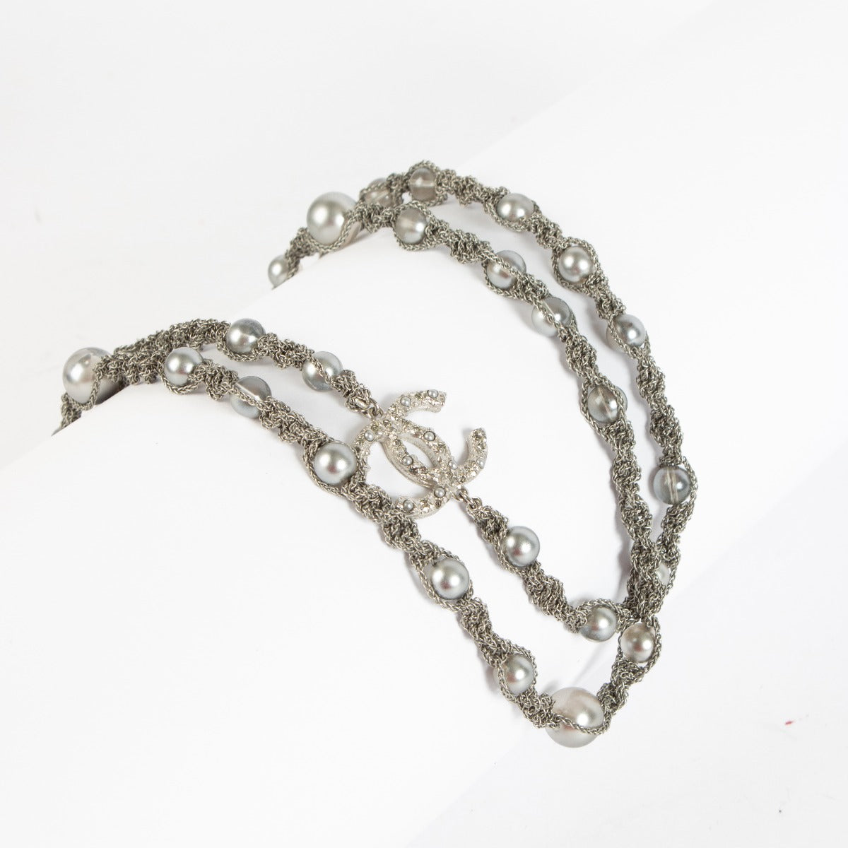 Chanel 18A Paris-Hamburg Fantasy Pearls Crystal Bead Chain CC Long
