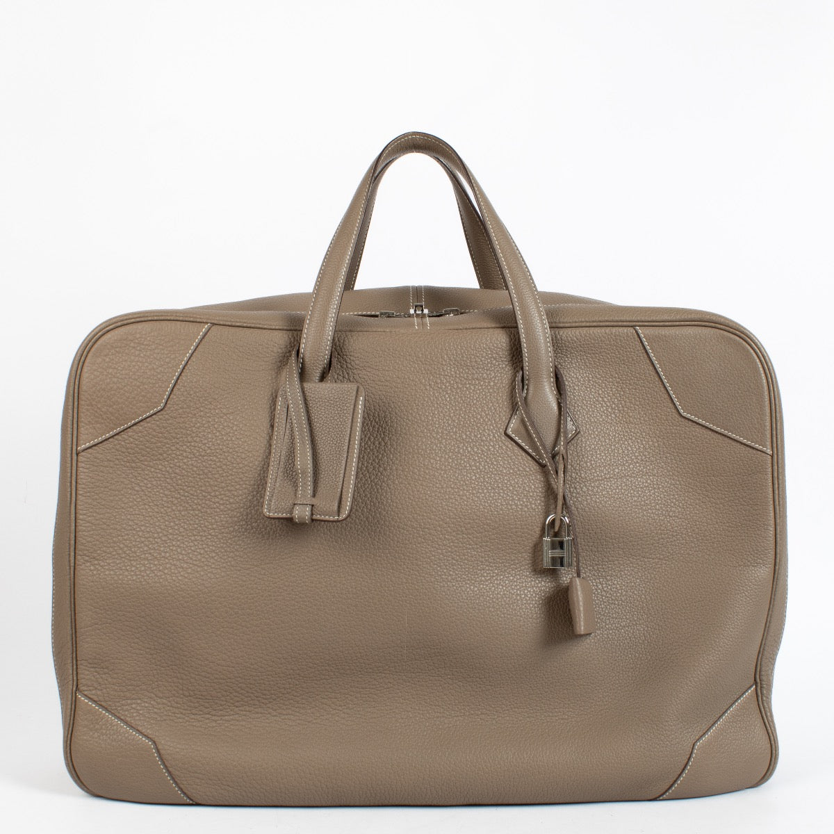 Hermès Victoria 50 Travel Etoupe Clemence PHW – Labellov