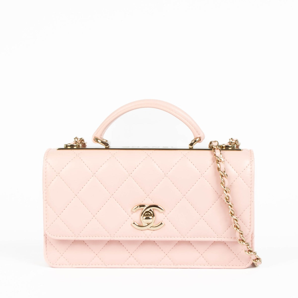 Chanel Pale Pink Lambskin Trendy CC Wallet On Chain – Labellov display picture 2