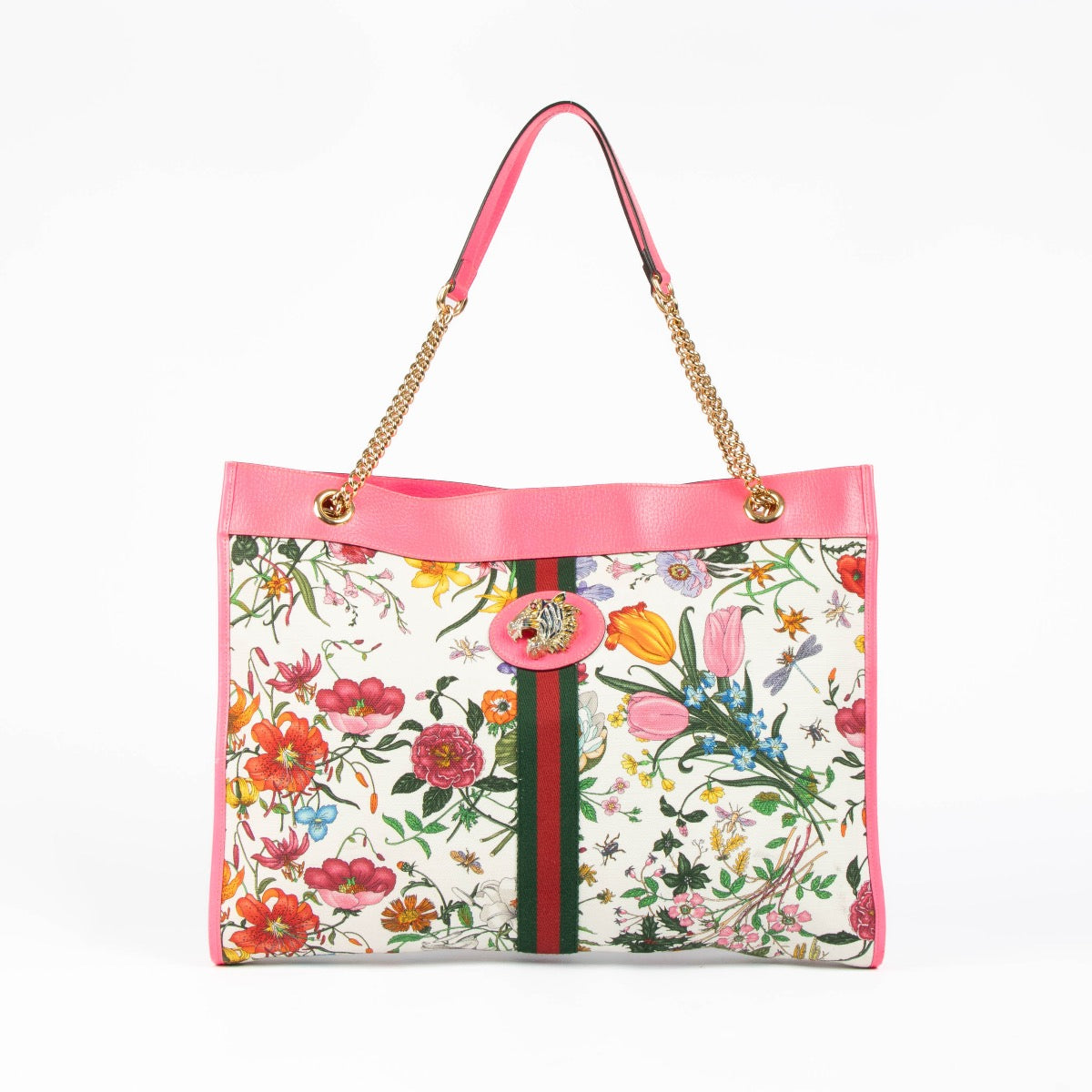 Gucci Pink Flora Print Canvas Rajah Tote Bag – Labellov