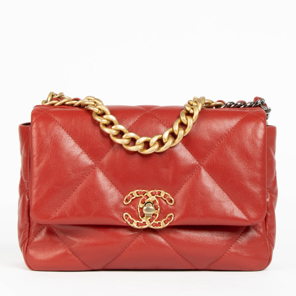 Chanel Red Goatskin Small Chanel 19 Bag – Labellov