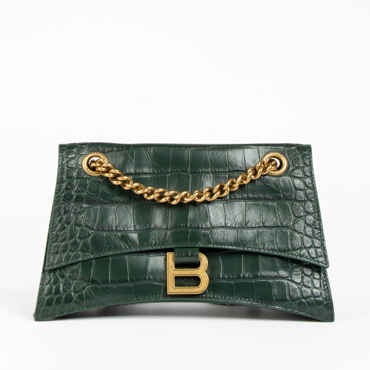 Balenciaga Green Crocodile Embossed Small Crush Bag – Labellov