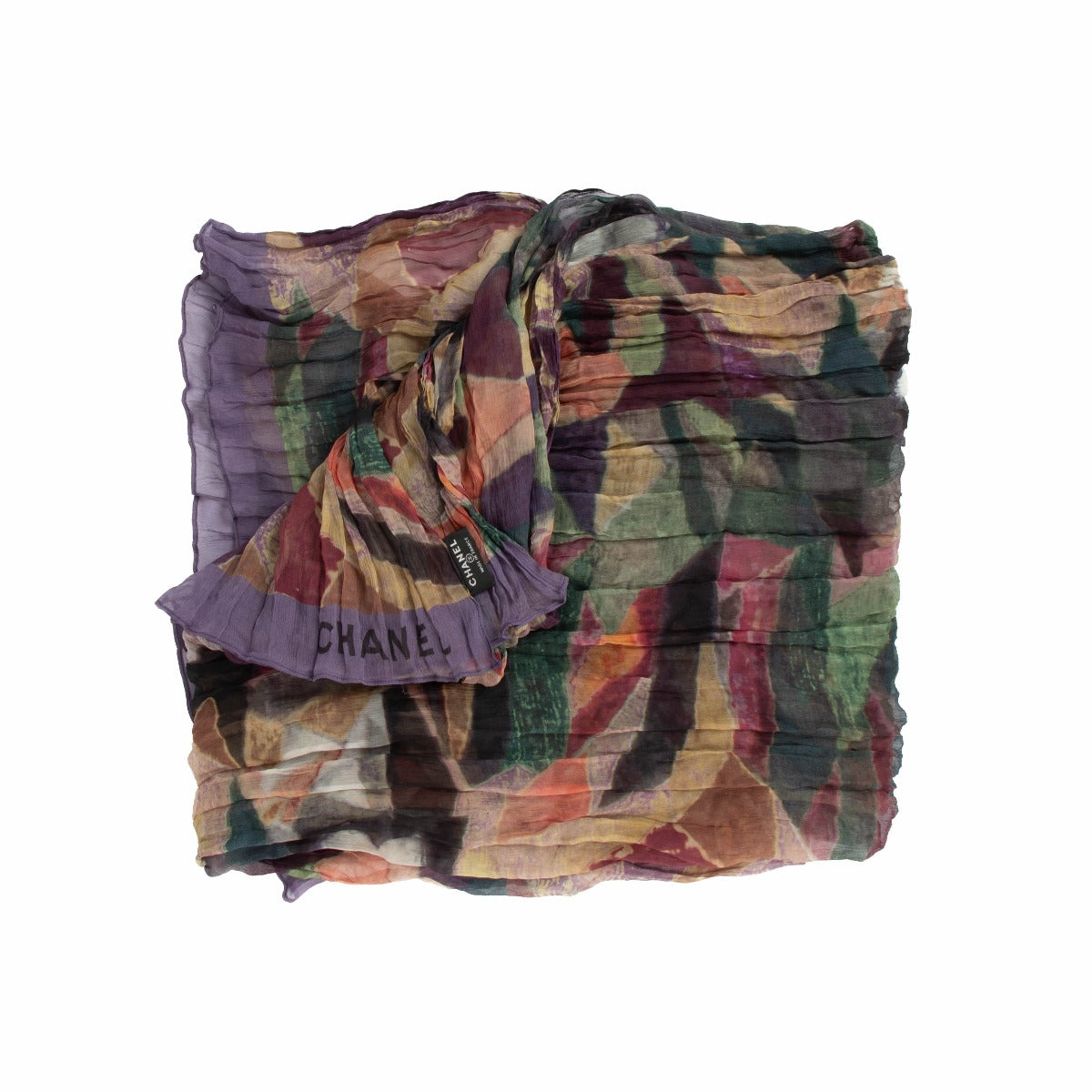 Chanel Multicolor Silk Pleated Scarf – Labellov