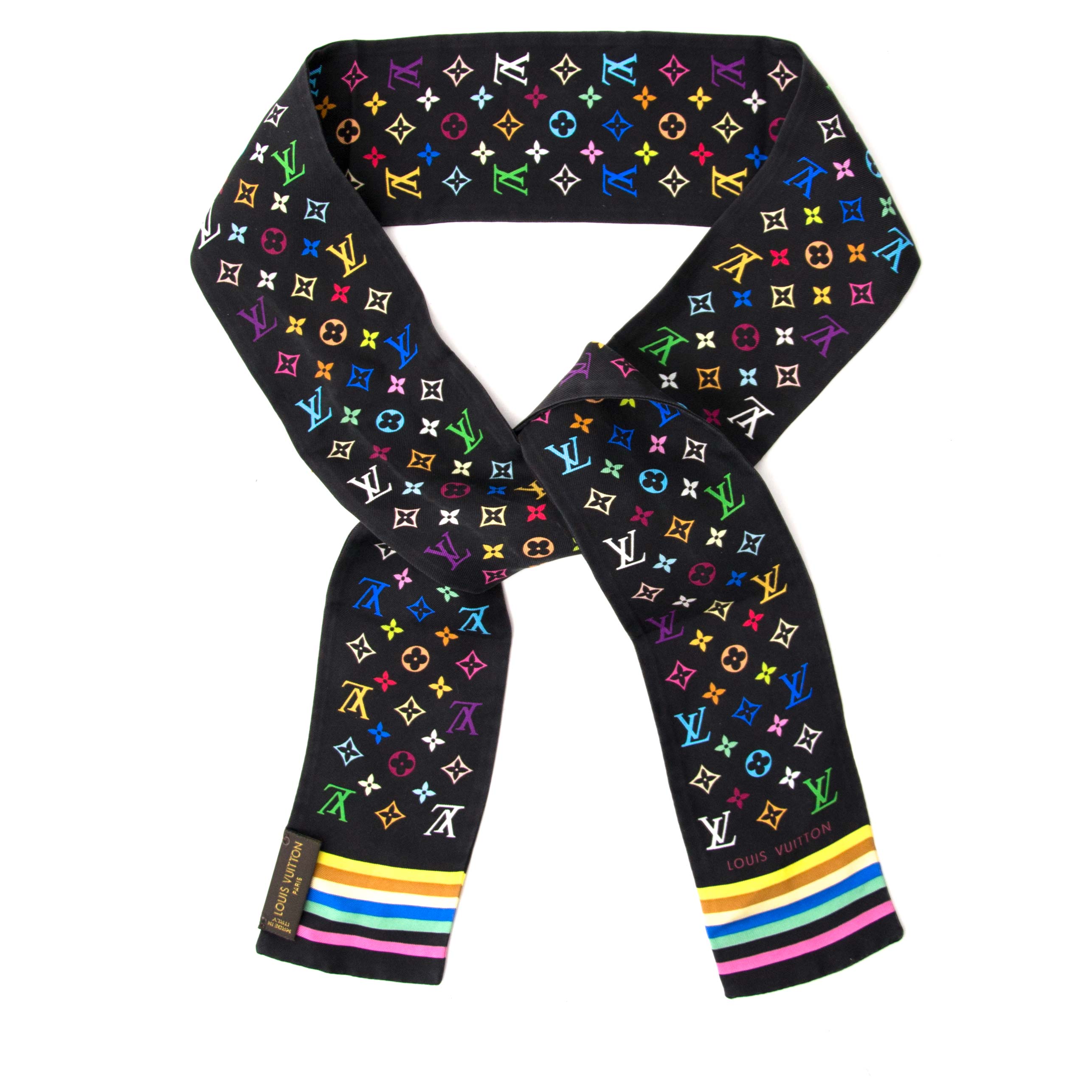 Louis Vuitton Black Monogram Multicolor Silk Scarf – Labellov