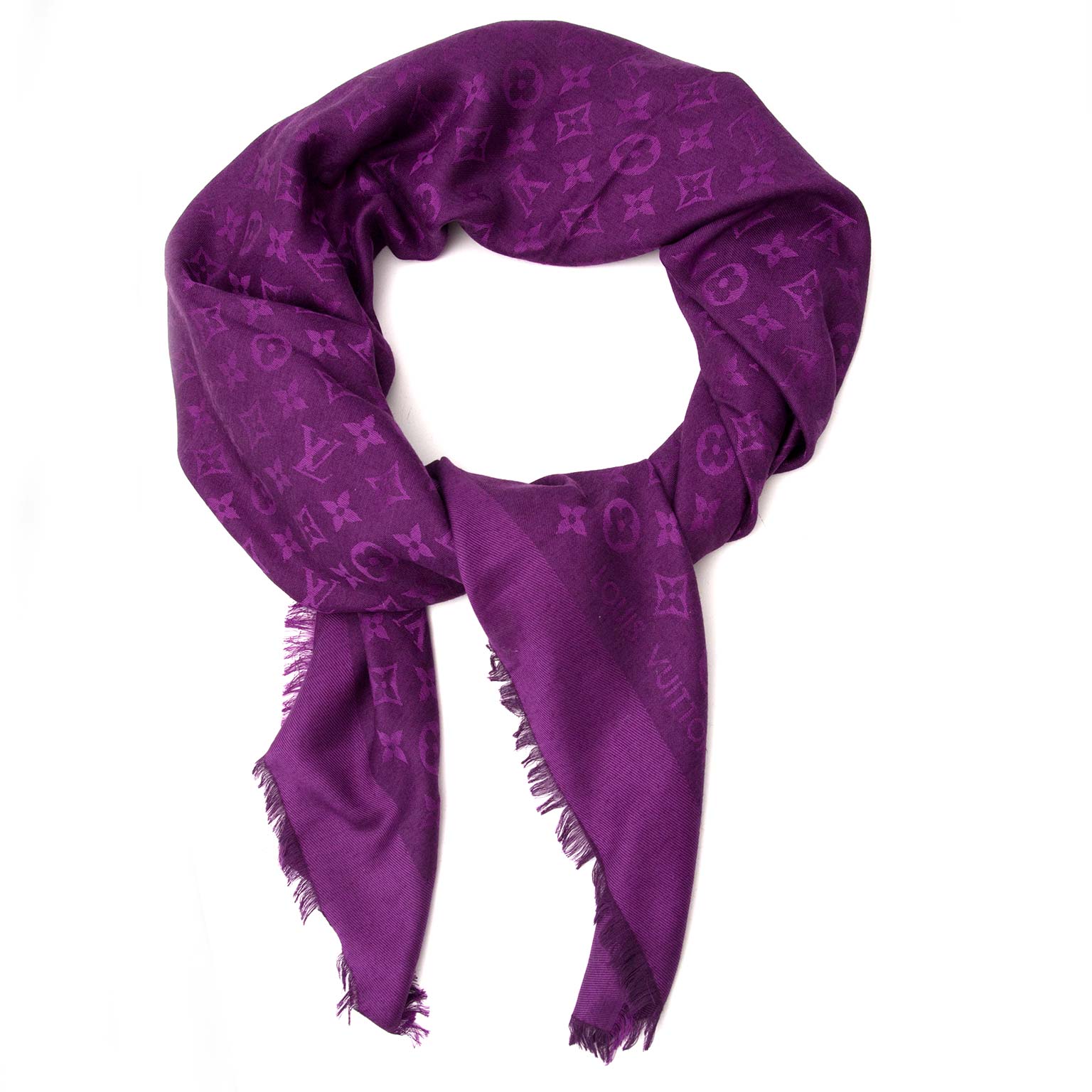 Louis Vuitton Beyond shawl scarf in monogram cassis wool silk
