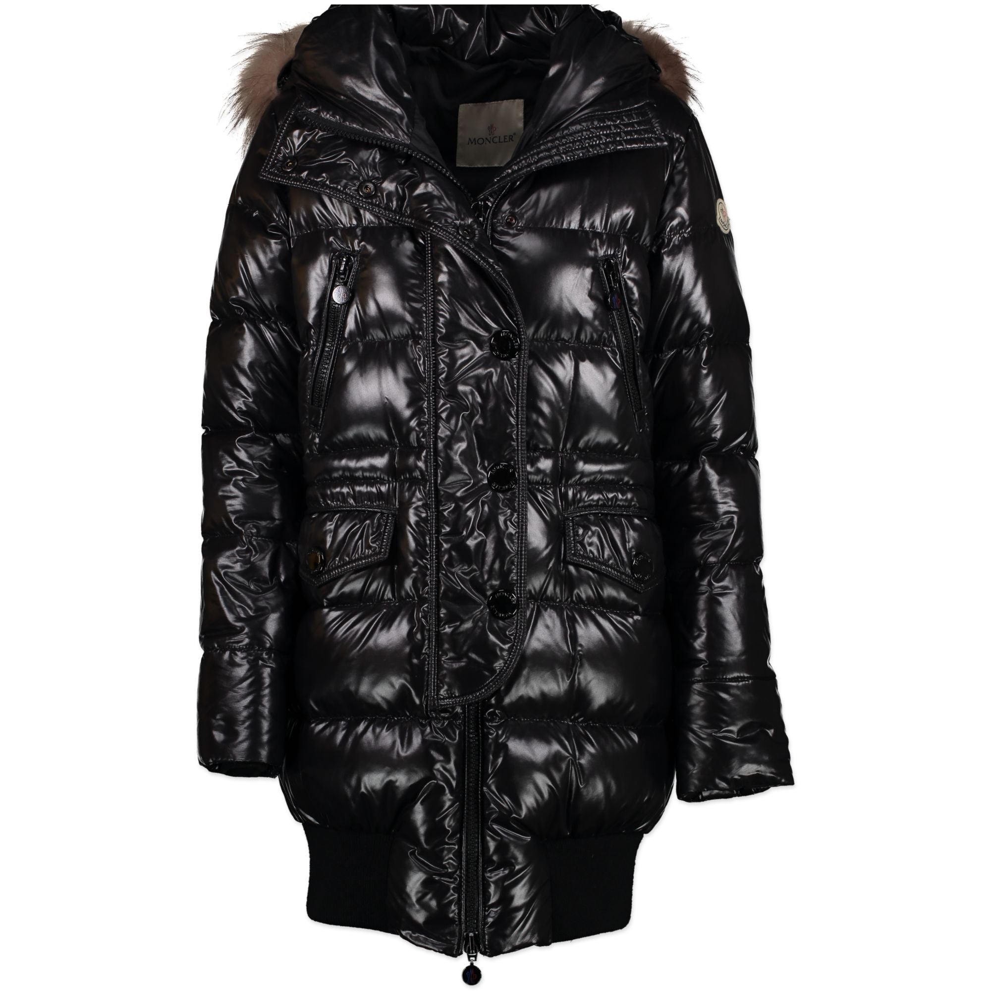 Moncler Black Loire Lunga A line Raccoon Fur Parka jacket - Size