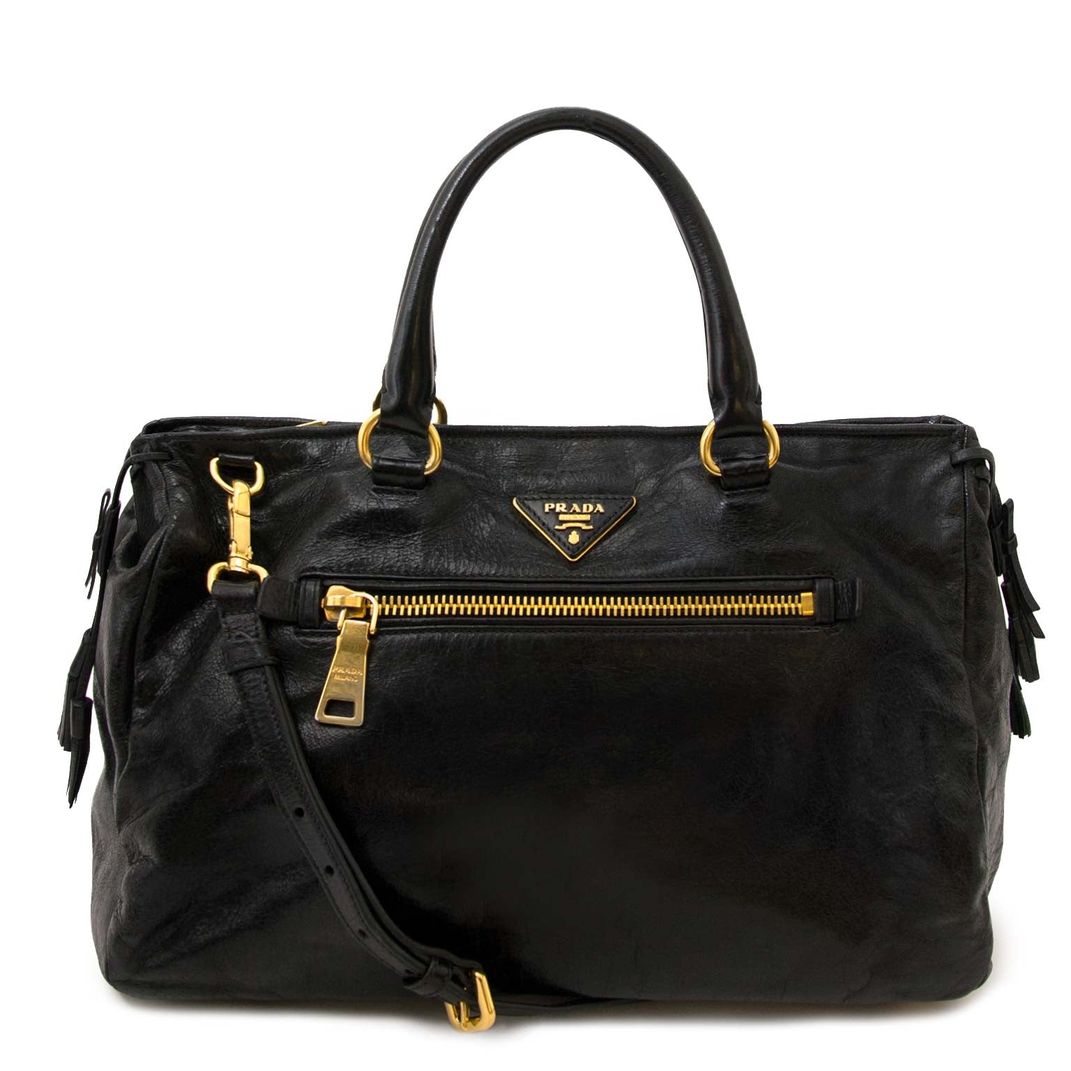 Prada Black Front Zip Shoulder Bag – Labellov