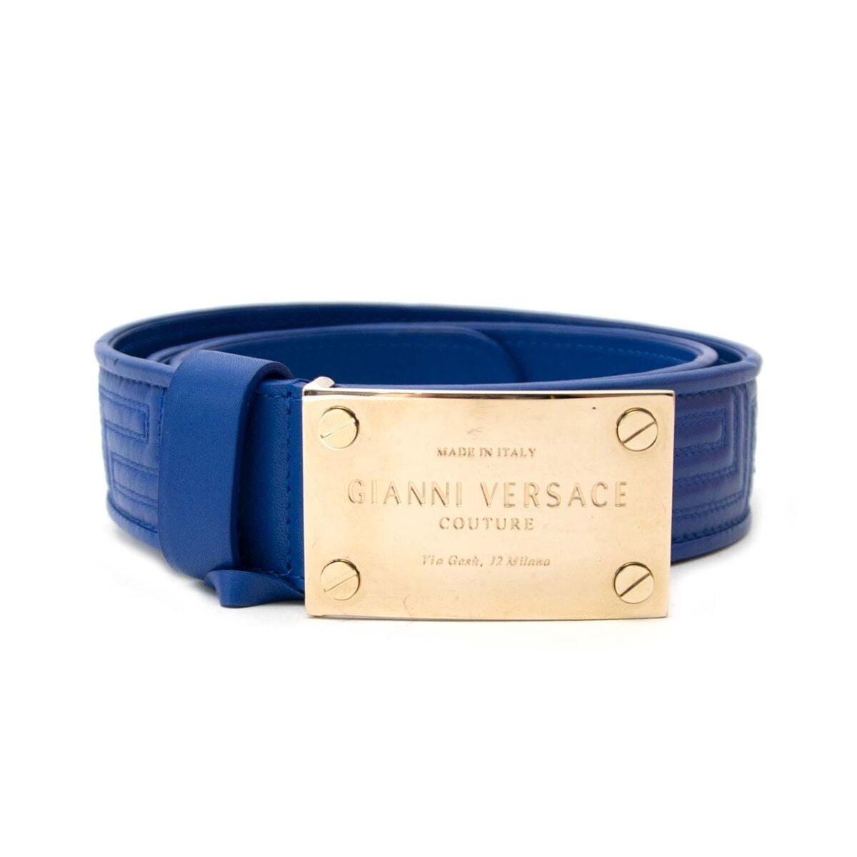 Gianni Versace couture Blue waist belt Gianni Versace, Blue croc stamped leather waist belt ref  main image 3