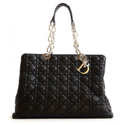 Christian Dior Lambskin Cannage Large Black Soft Shopping Tote