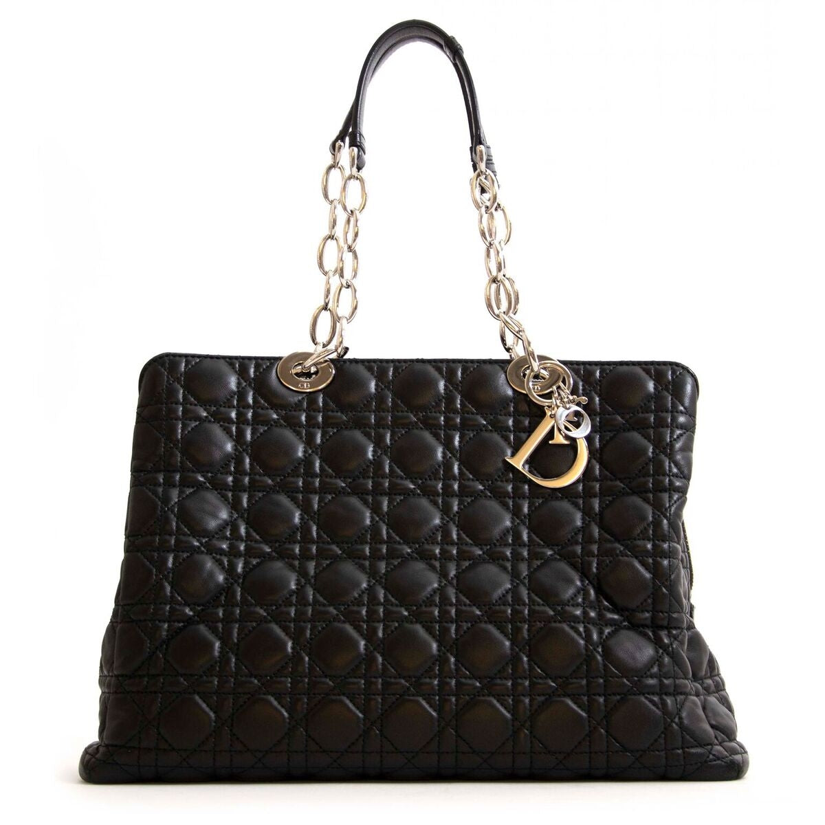 Christian Dior Lambskin Cannage Large Black Soft Shopping Tote