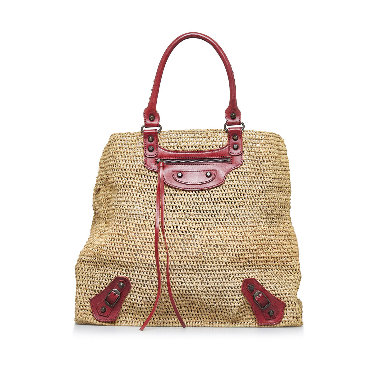 Balenciaga Beige Raffia Panier Tote Bag