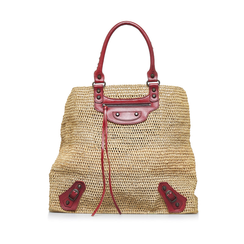 Balenciaga Beige Raffia Panier Tote Bag
