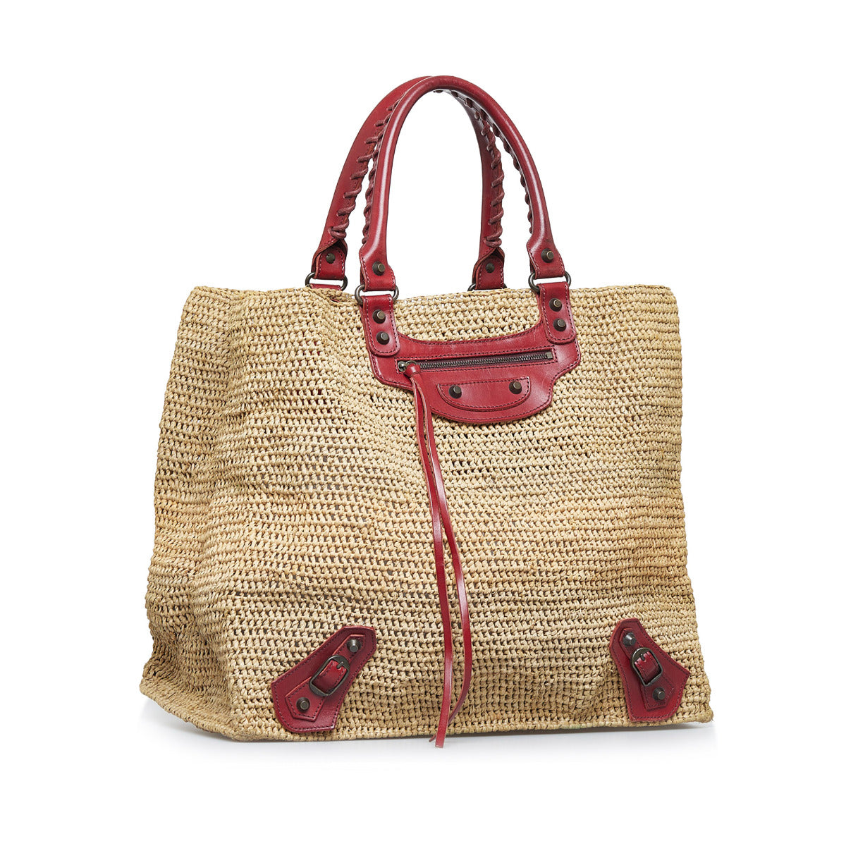 Balenciaga Beige Raffia Panier Tote Bag