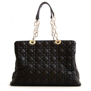 oop veilig en online tegen de beste prijs Christian Dior Lambskin Cannage Large Black Soft Shopping Tote.