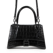 Balenciaga Black Croco Hourglass Small Top Handle Bag