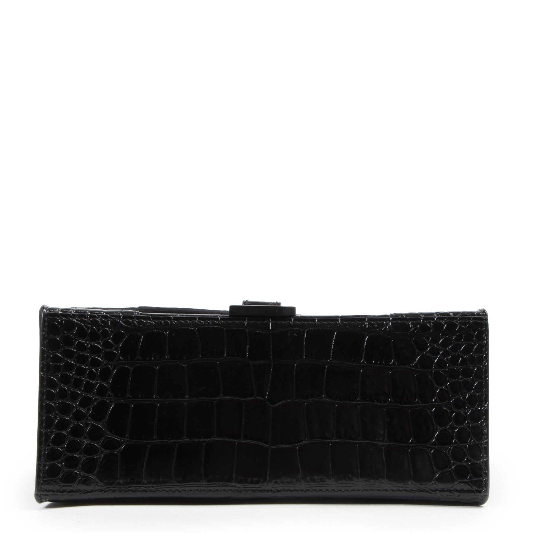 Balenciaga Black Croco Hourglass Small Top Handle Bag
