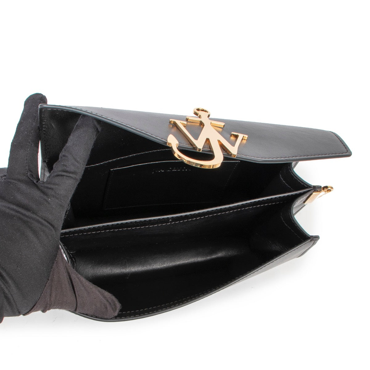 Shop safe online 100% authentic second hand JW Anderson Black Leather Logo Shoulder Bag in very good condition at Labellov in Antwerp.