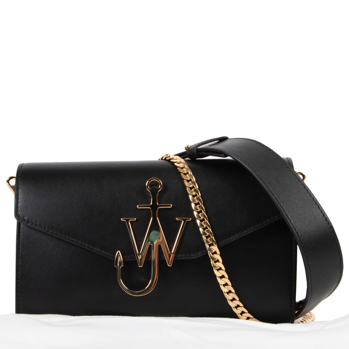 Shop safe online 100% authentic second hand JW Anderson Black Leather Logo Shoulder Bag in very good condition at Labellov in Antwerp.